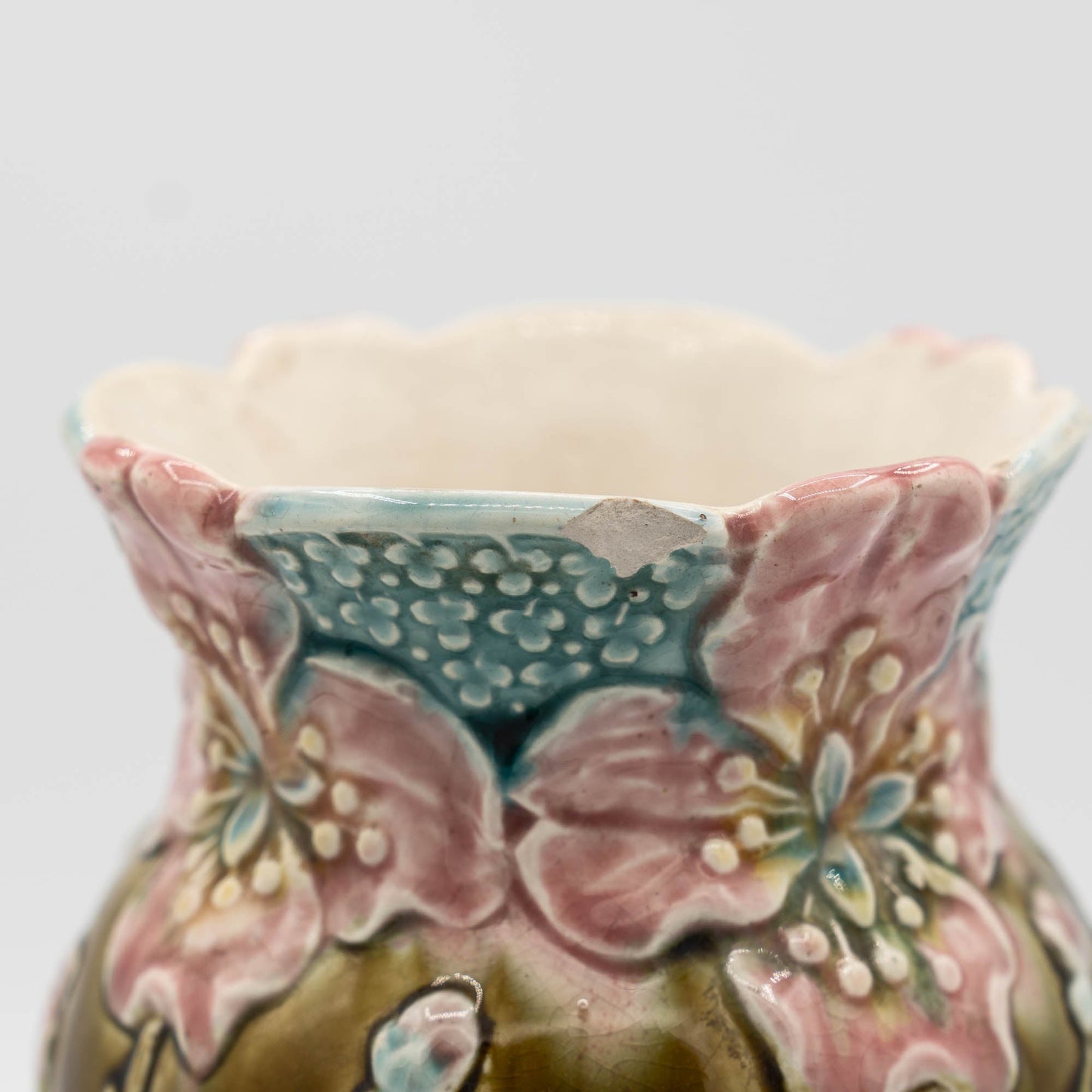 Rare French Art Deco Barbotine Vase - A.G. de Bruyen Fives - Lille - c1890s - The Vintage Tales