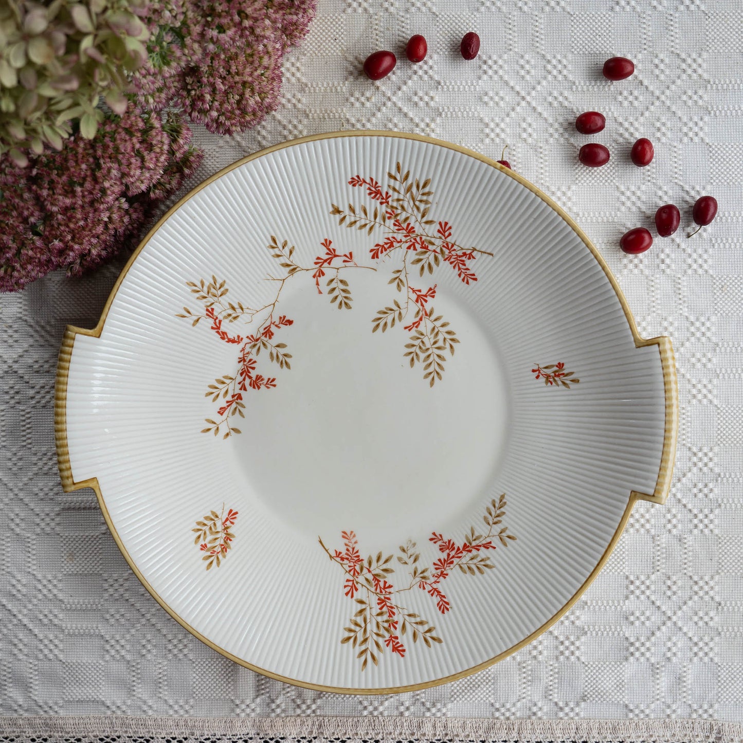 Rare Large Floral Round Platter - Fine China - Reichenbach - c1918 - Serving Plate - The Vintage Tales