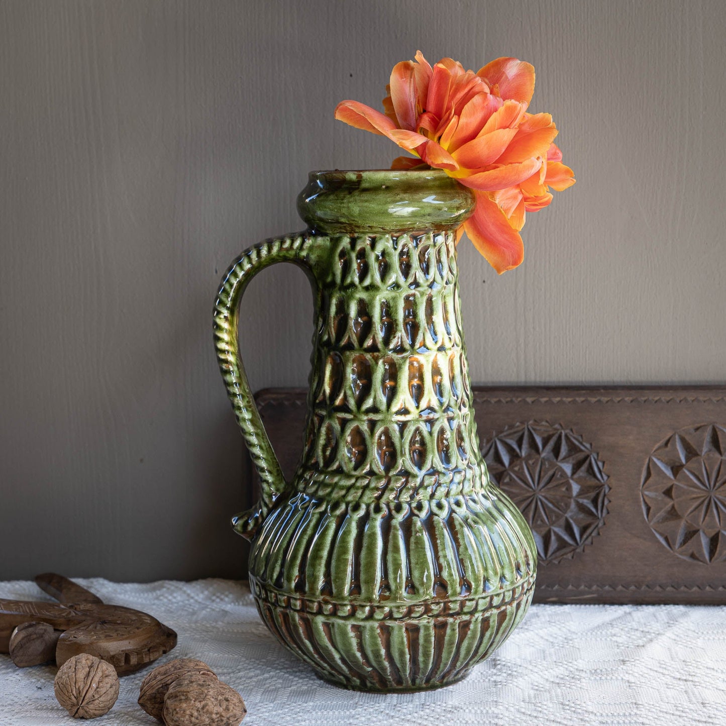 Rare Mid - Century Tall Green Vase - Carstens Tönnieshof - Form 7166 - 30 - The Vintage Tales