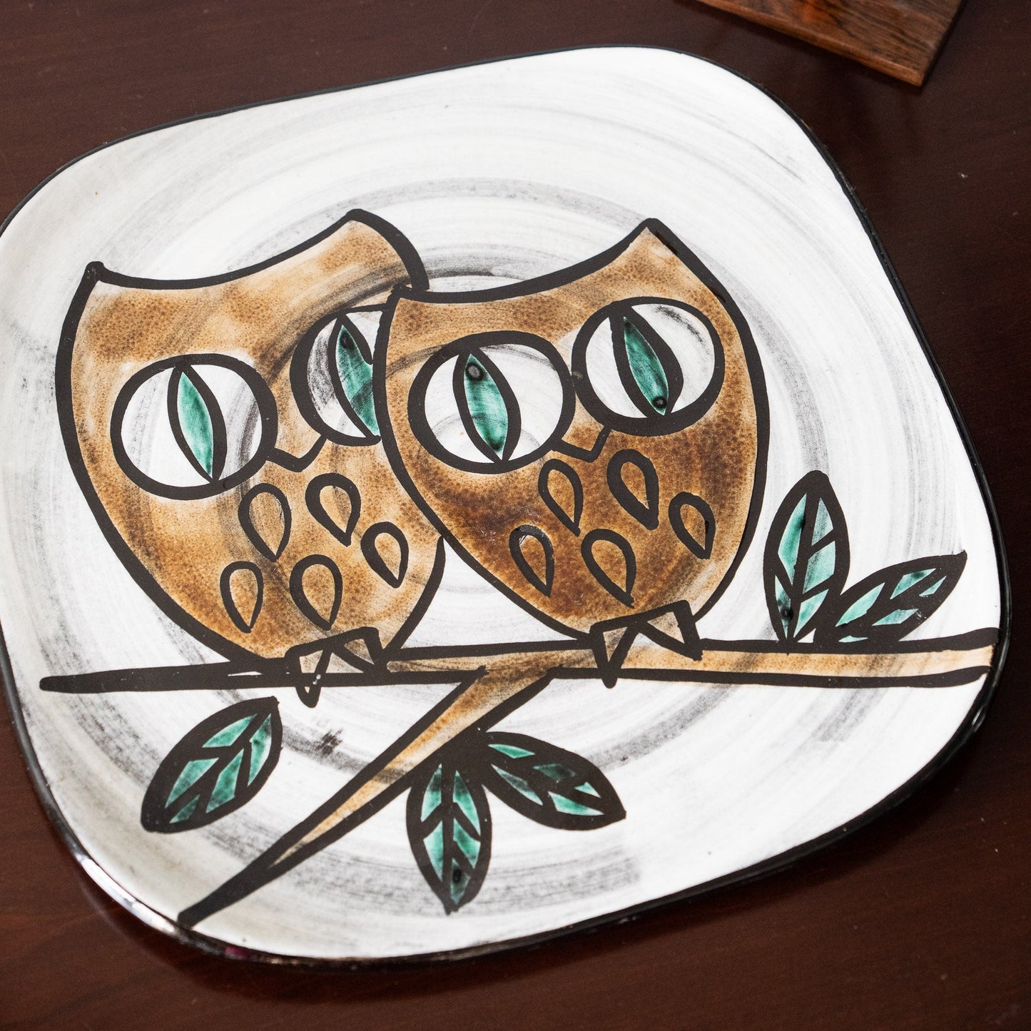 Swiss Mid - Century Plate – “Two Owls on a Branch” – Burkart Keramik - Serving Plate - The Vintage Tales