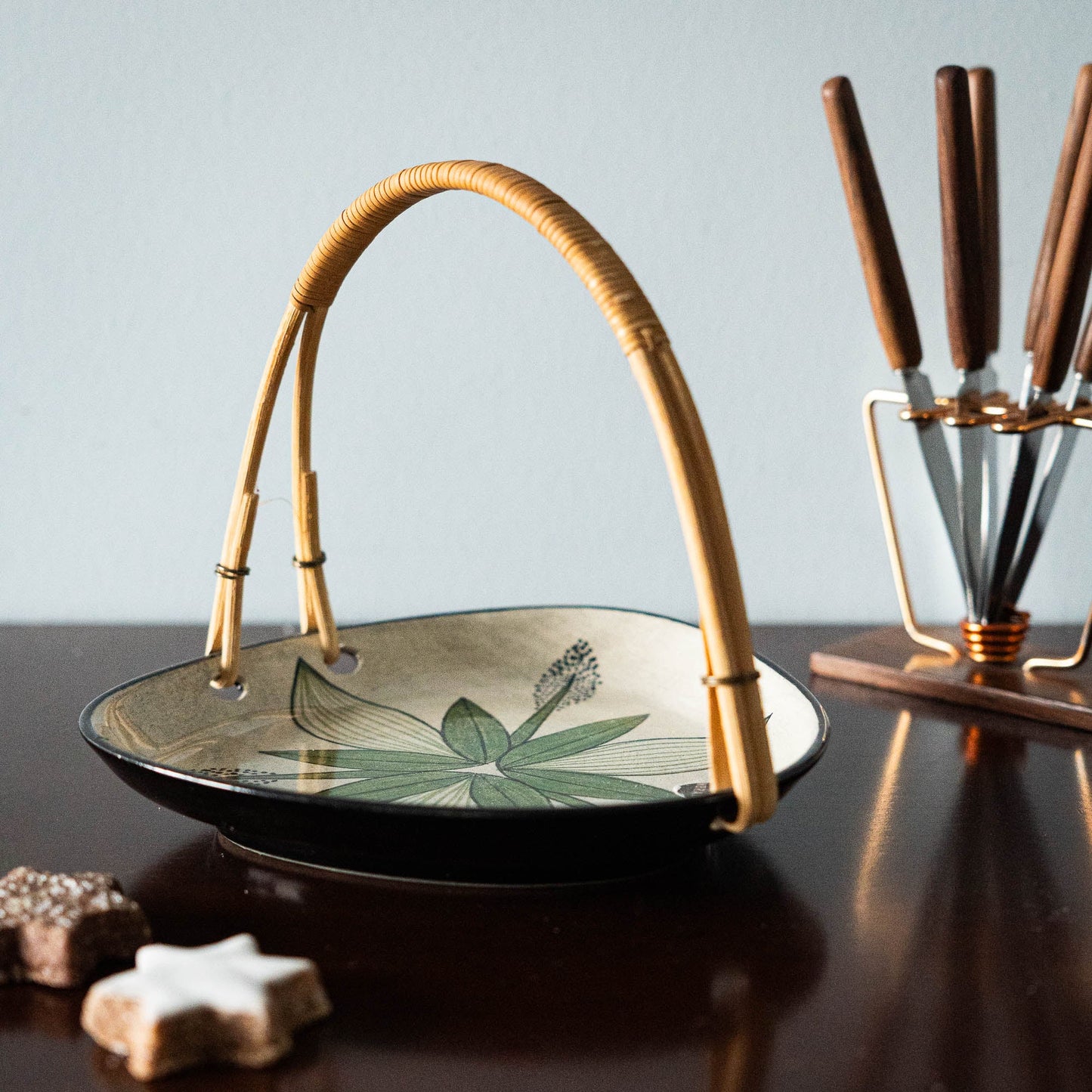 Swiss Mid - Century Serving Tray with Wooden Handle - Zangger & Cie. - 1950s - The Vintage Tales