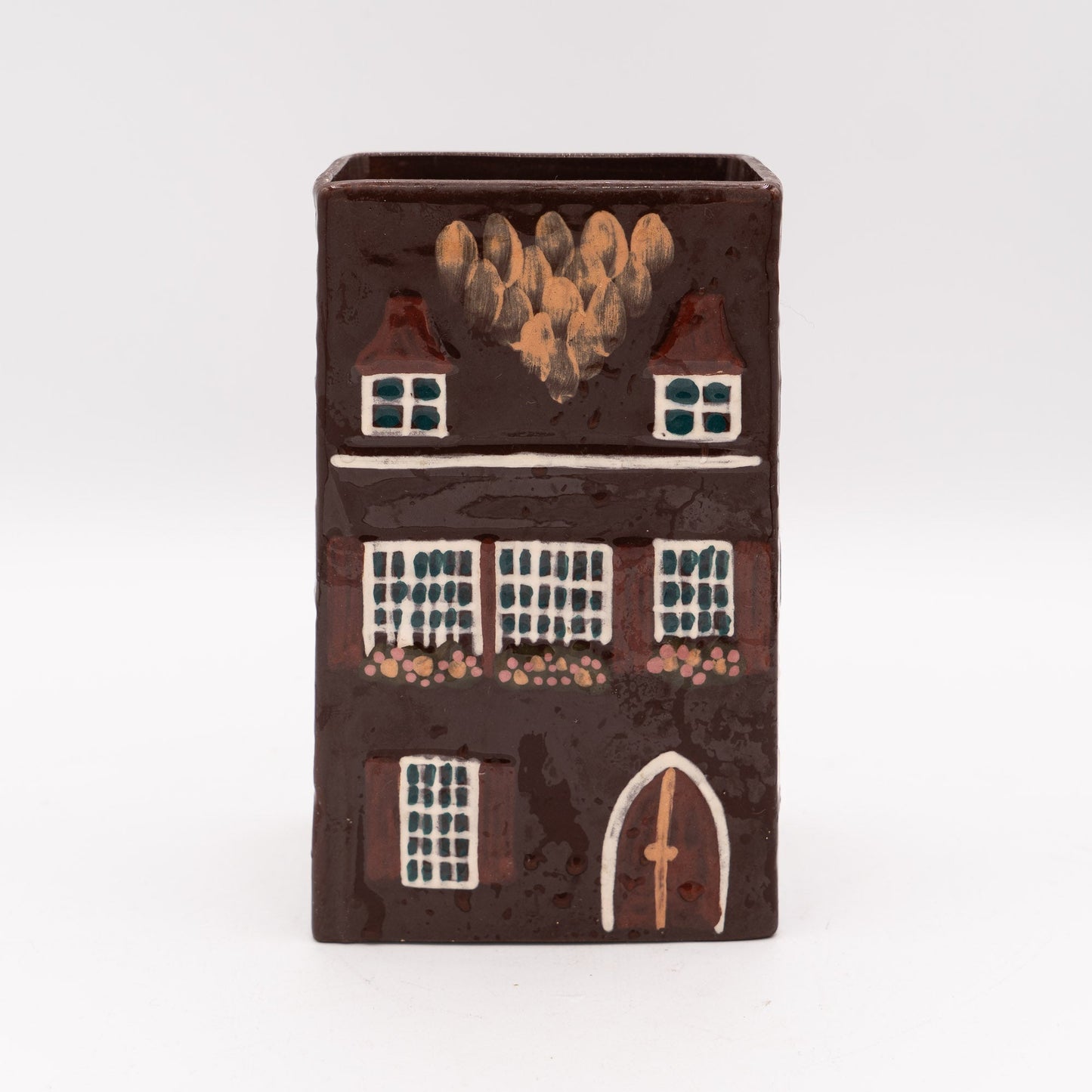 Swiss Mid - Century Vase – Rectangular “Swiss Farmhouse” Handarbeit – Burkart Keramik - Vase - The Vintage Tales