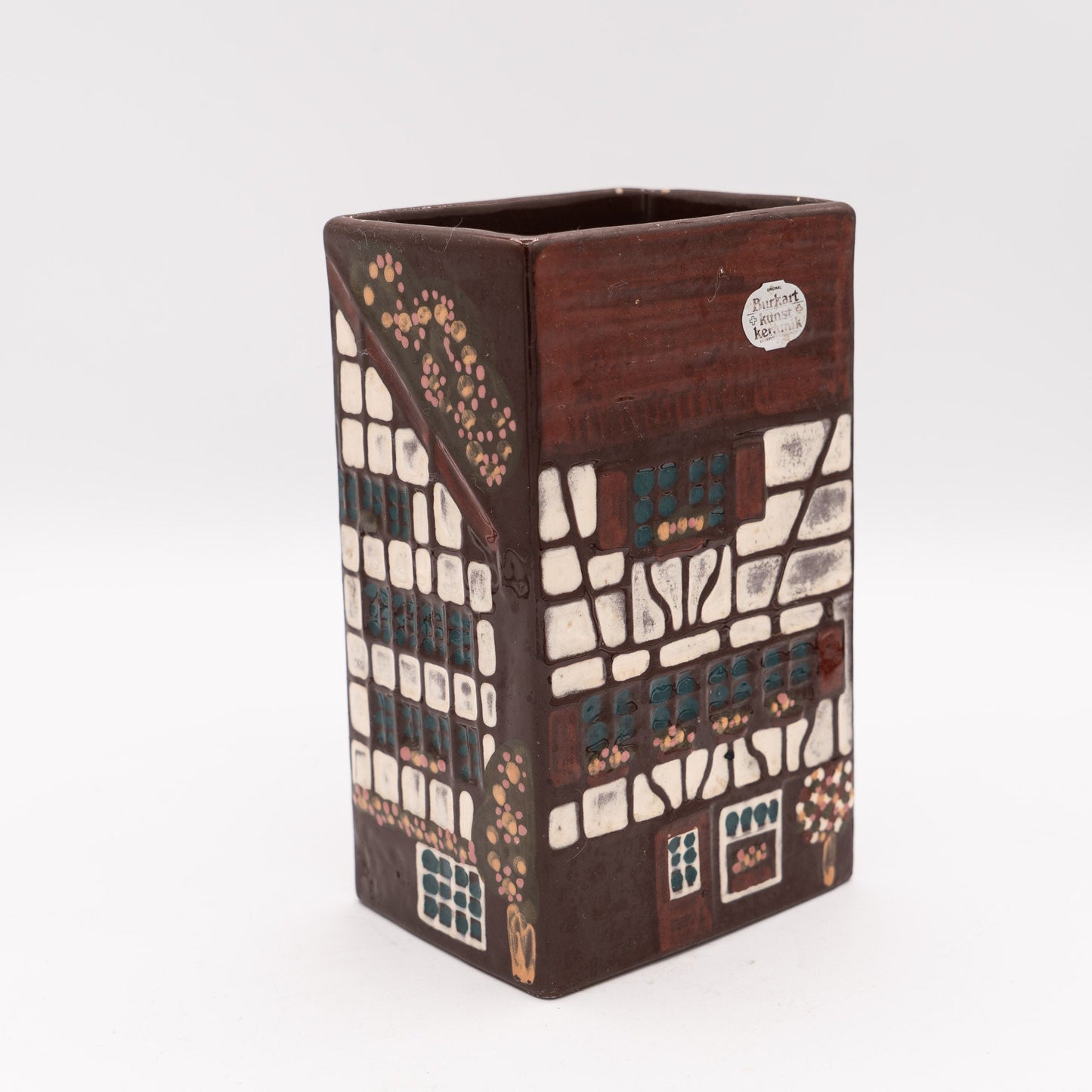 Swiss Mid - Century Vase – Rectangular “Swiss Farmhouse” Handarbeit – Burkart Keramik - Vase - The Vintage Tales