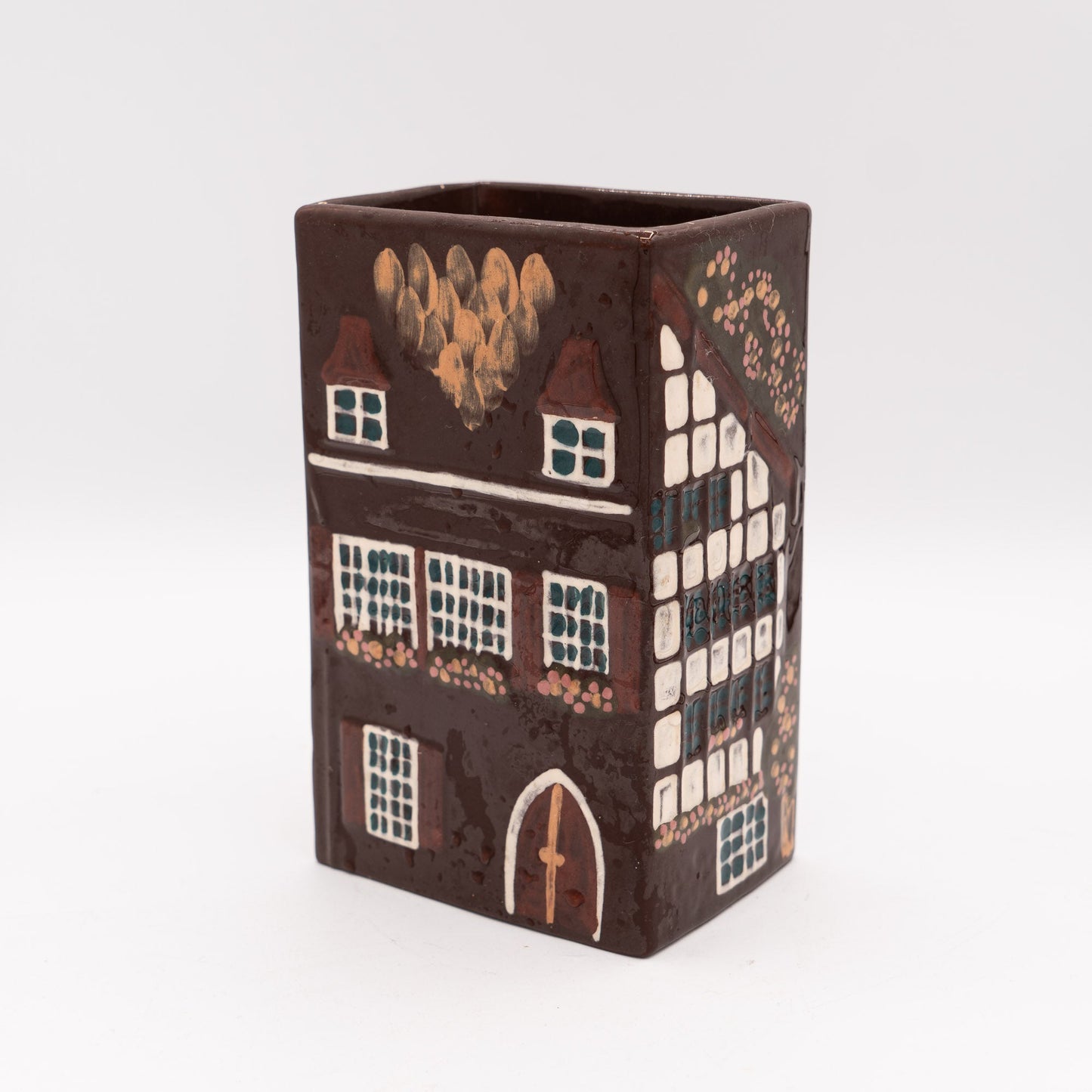 Swiss Mid - Century Vase – Rectangular “Swiss Farmhouse” Handarbeit – Burkart Keramik - Vase - The Vintage Tales