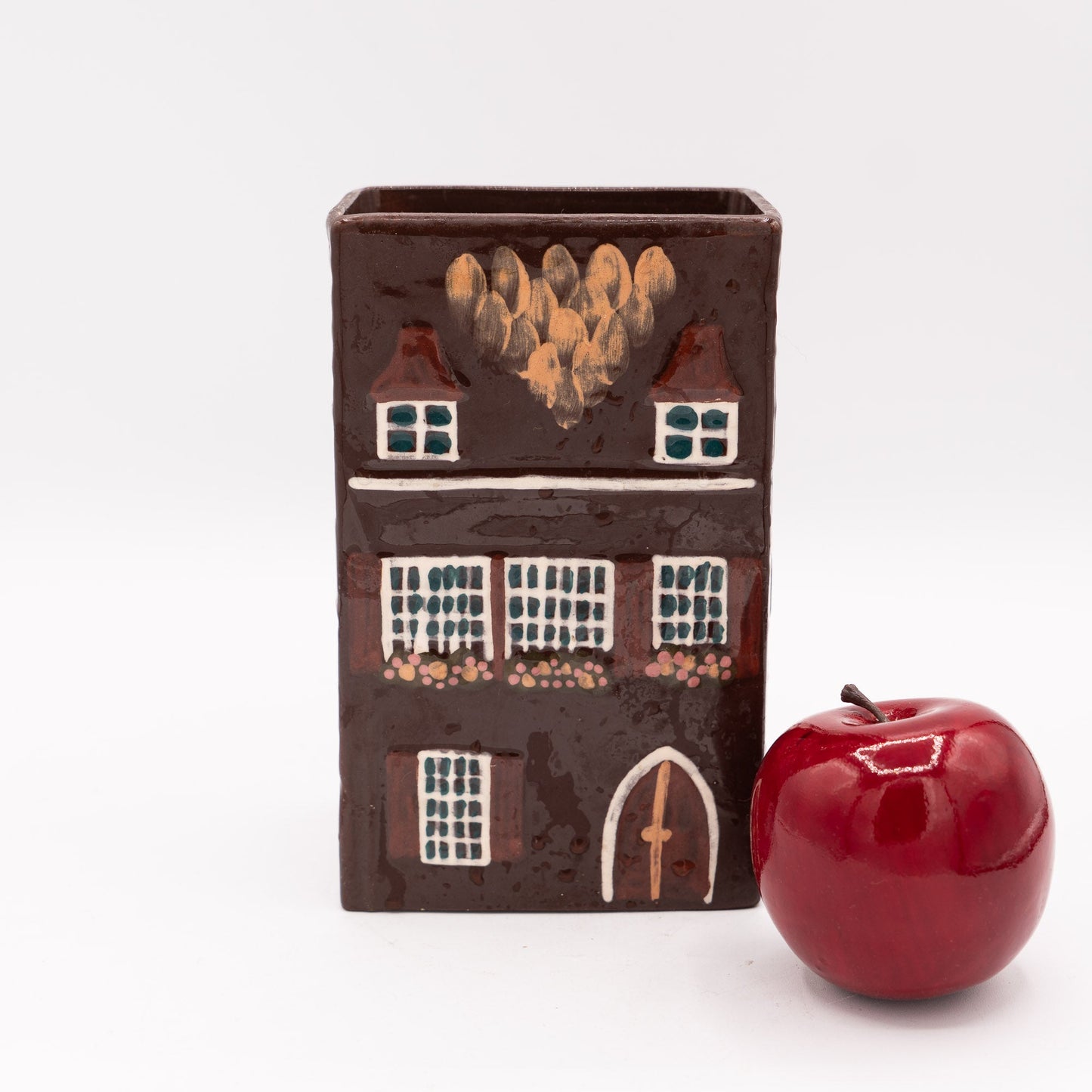 Swiss Mid - Century Vase – Rectangular “Swiss Farmhouse” Handarbeit – Burkart Keramik - Vase - The Vintage Tales