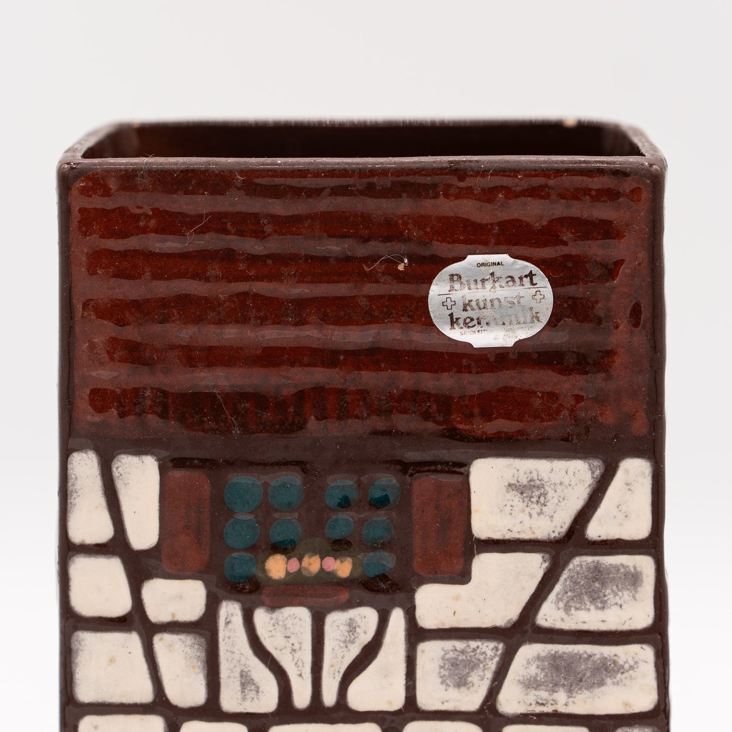 Swiss Mid - Century Vase – Rectangular “Swiss Farmhouse” Handarbeit – Burkart Keramik - Vase - The Vintage Tales
