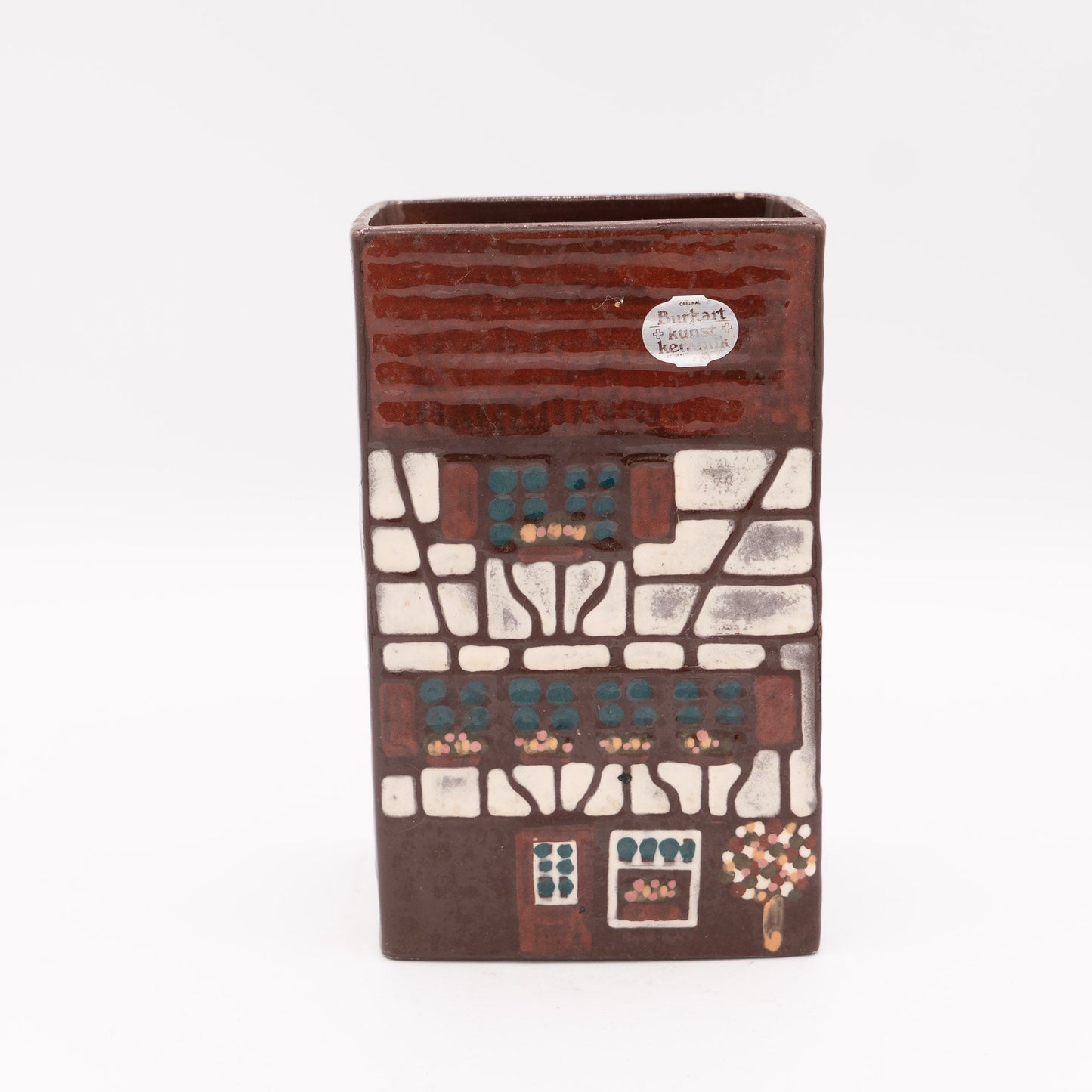 Swiss Mid - Century Vase – Rectangular “Swiss Farmhouse” Handarbeit – Burkart Keramik - Vase - The Vintage Tales