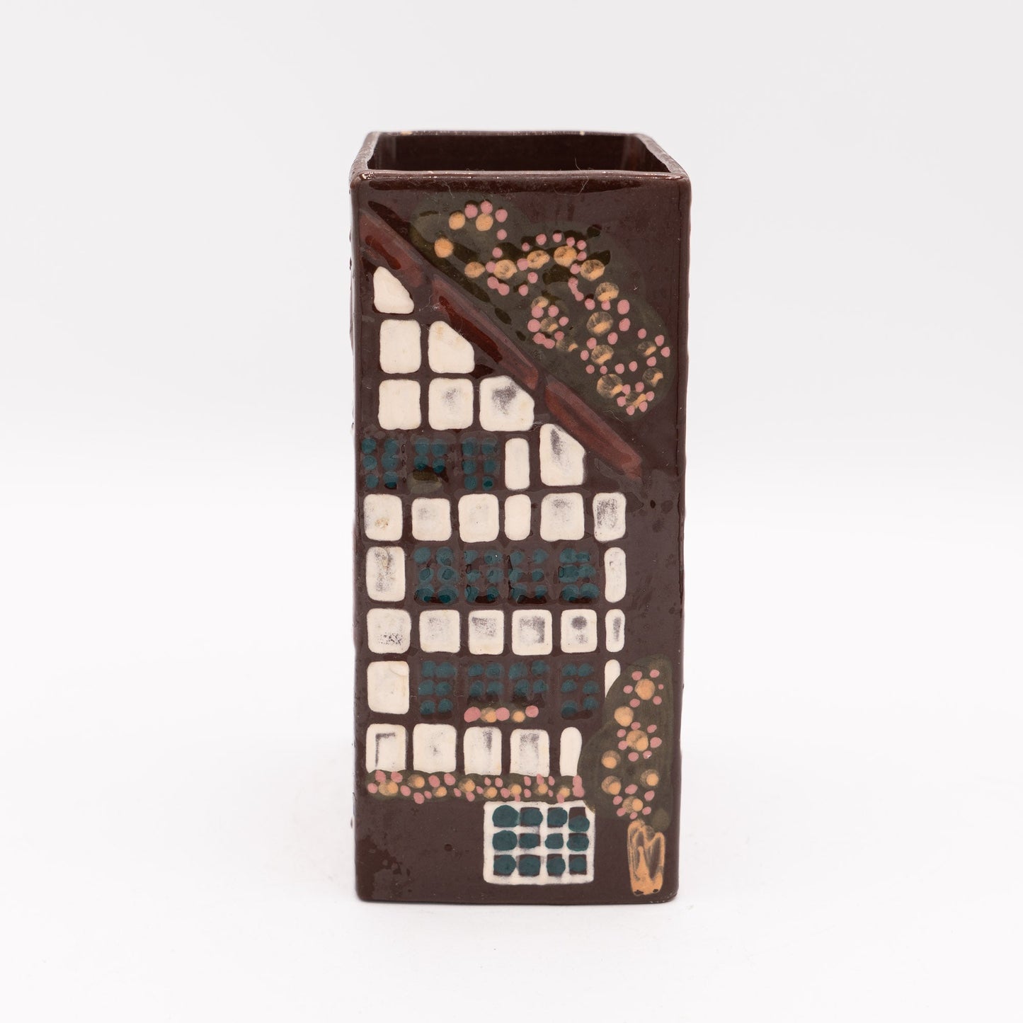 Swiss Mid - Century Vase – Rectangular “Swiss Farmhouse” Handarbeit – Burkart Keramik - Vase - The Vintage Tales