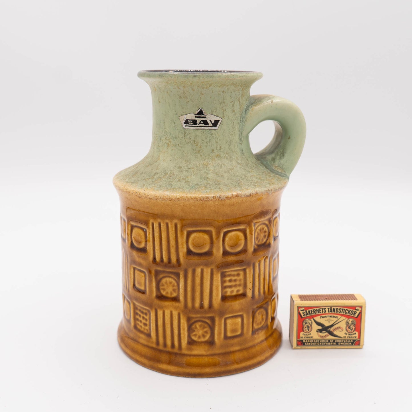 Vase 61 - 17 - Green and Light Brown - Bay Keramic - c1970s - Vase - The Vintage Tales