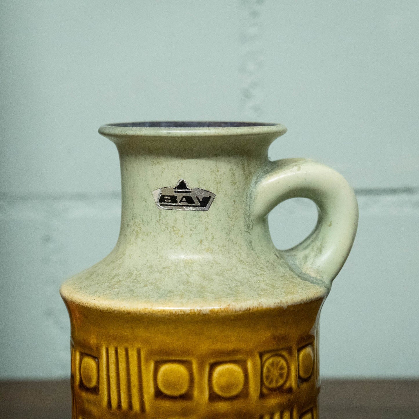 Vase 61 - 17 - Green and Light Brown - Bay Keramic - c1970s - Vase - The Vintage Tales