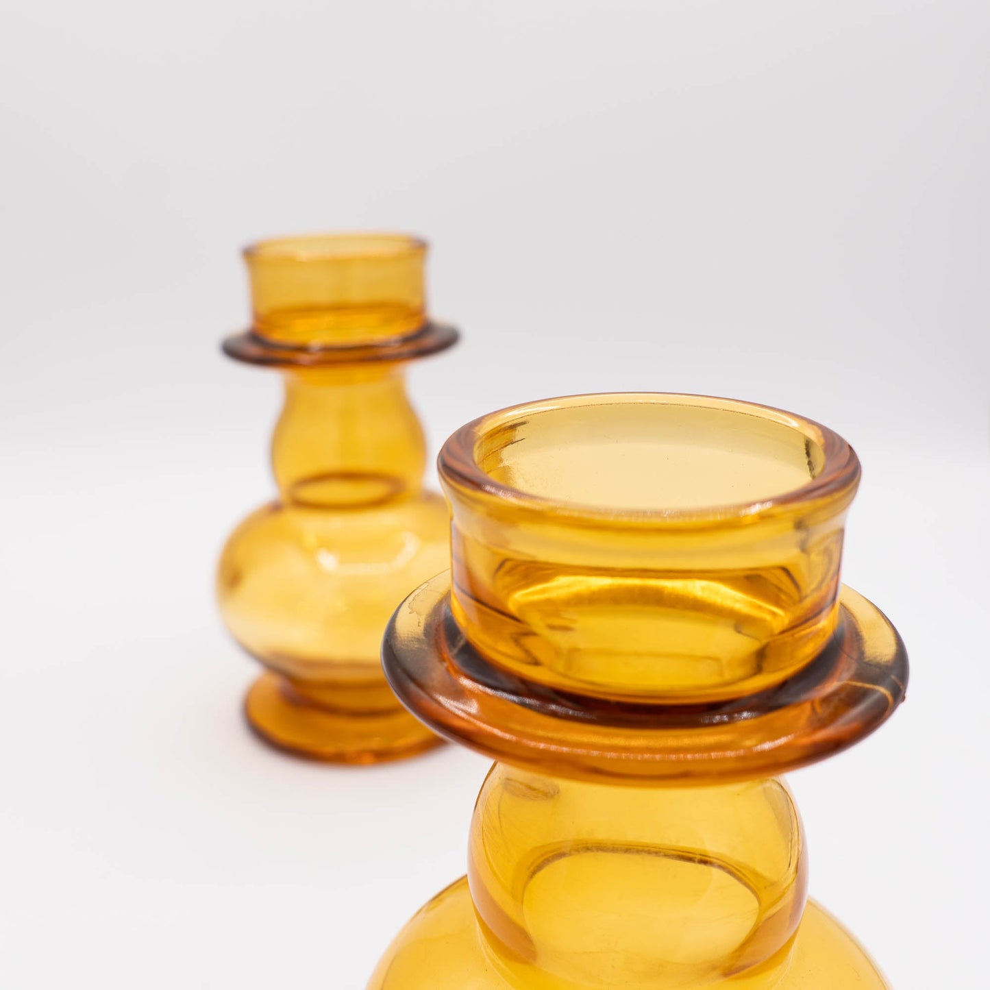 Vintage Amber Hyacinth Vase by Tamara Aladin - Riihimaki Lasi - 1860s - Set of 2 - The Vintage Tales