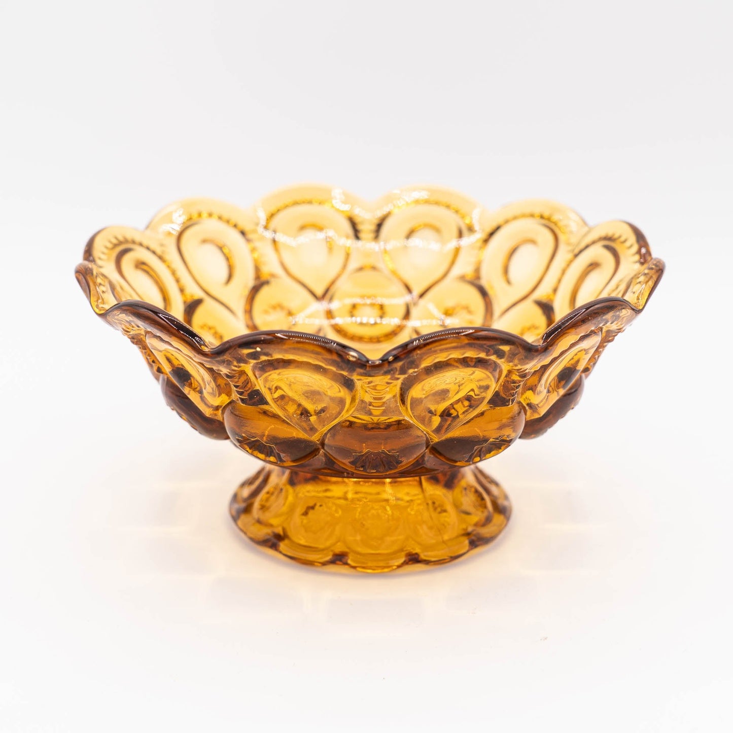 Vintage Amber "Moon & Stars" Footed Bowl - LE Smith - 1970s - The Vintage Tales