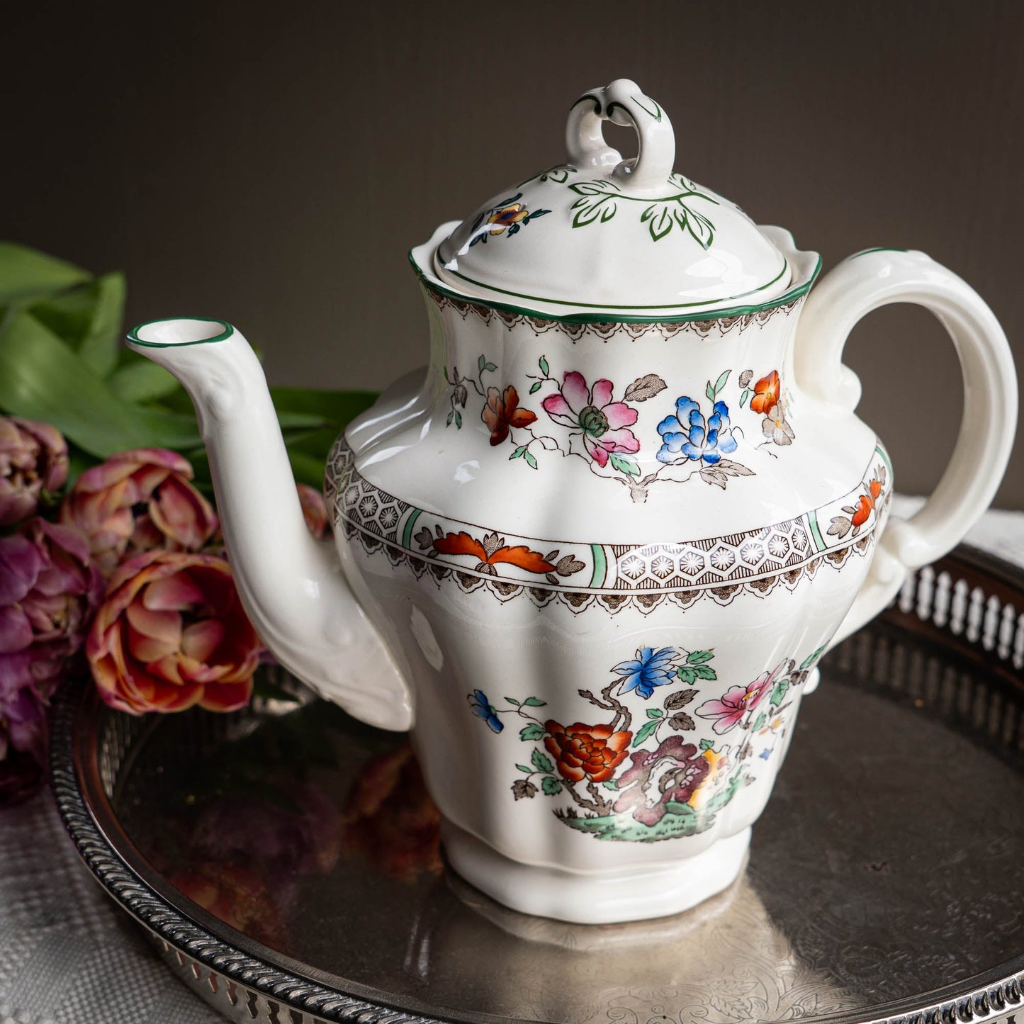 Vintage Coffeepot "Chinese Rose" - Spode - 1950s - The Vintage Tales