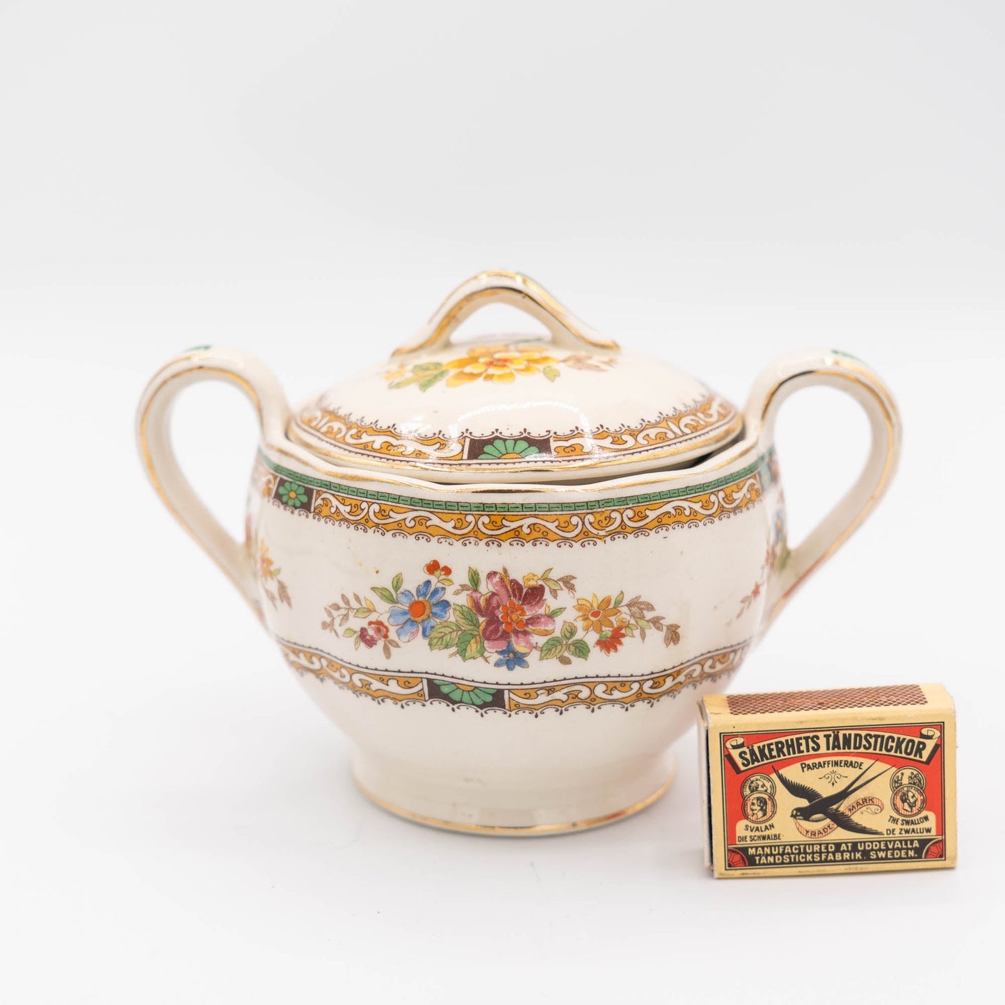 Vintage Flower Sugar Bowl - Chelsea Bouquet - Grindley Creamware - c1930s - Sugar Bowl - The Vintage Tales