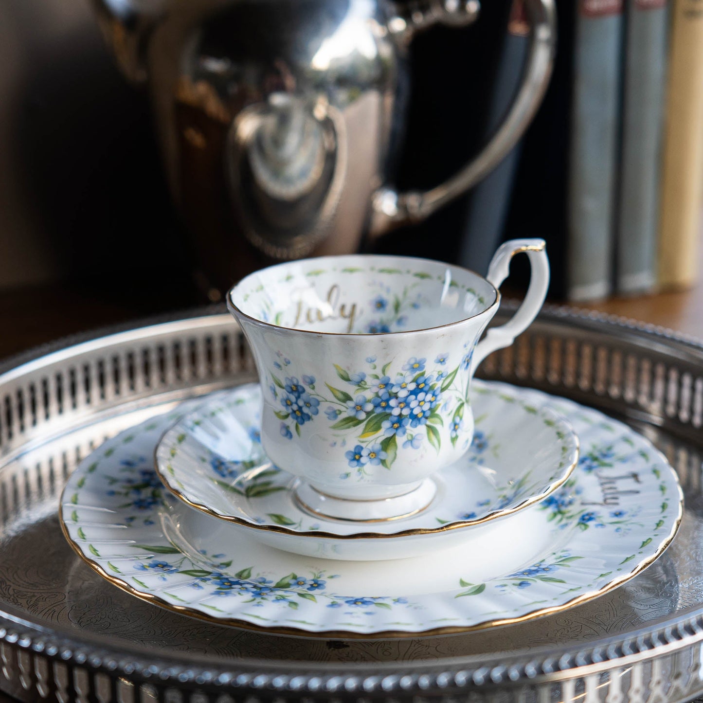Vintage Forget - me - not Teacup Set with Plate - July - Royal Albert - 1970 - cup - The Vintage Tales