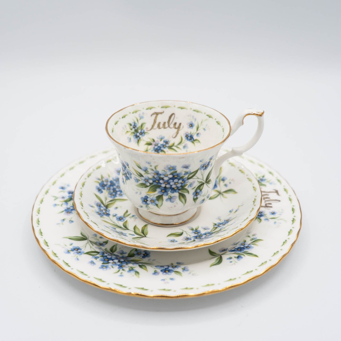 Vintage Forget - me - not Teacup Set with Plate - July - Royal Albert - 1970 - cup - The Vintage Tales