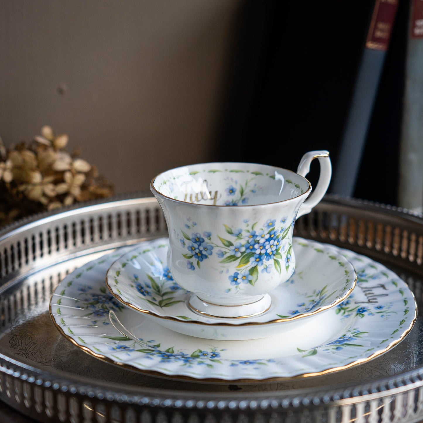 Vintage Forget - me - not Teacup Set with Plate - July - Royal Albert - 1970 - cup - The Vintage Tales
