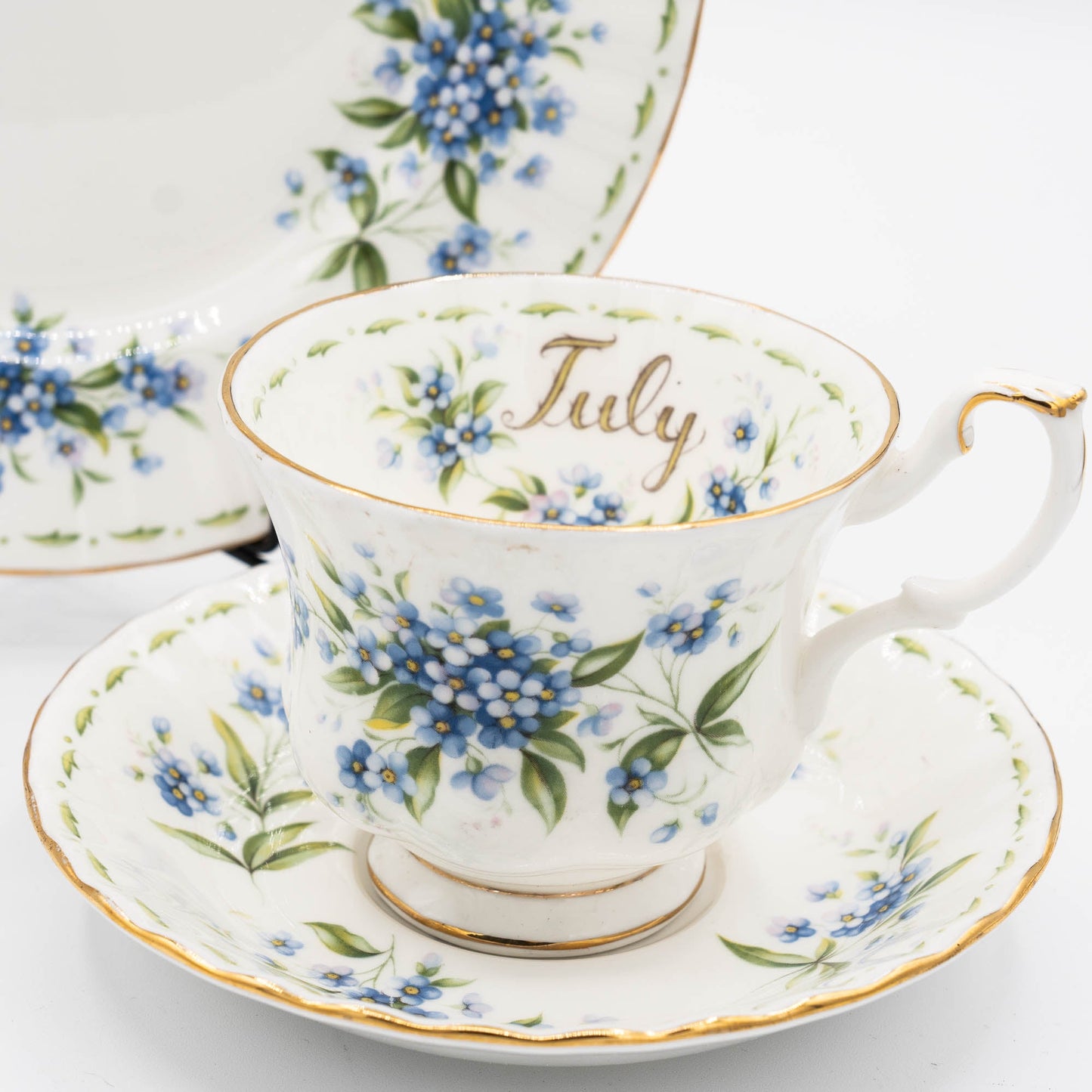 Vintage Forget - me - not Teacup Set with Plate - July - Royal Albert - 1970 - cup - The Vintage Tales