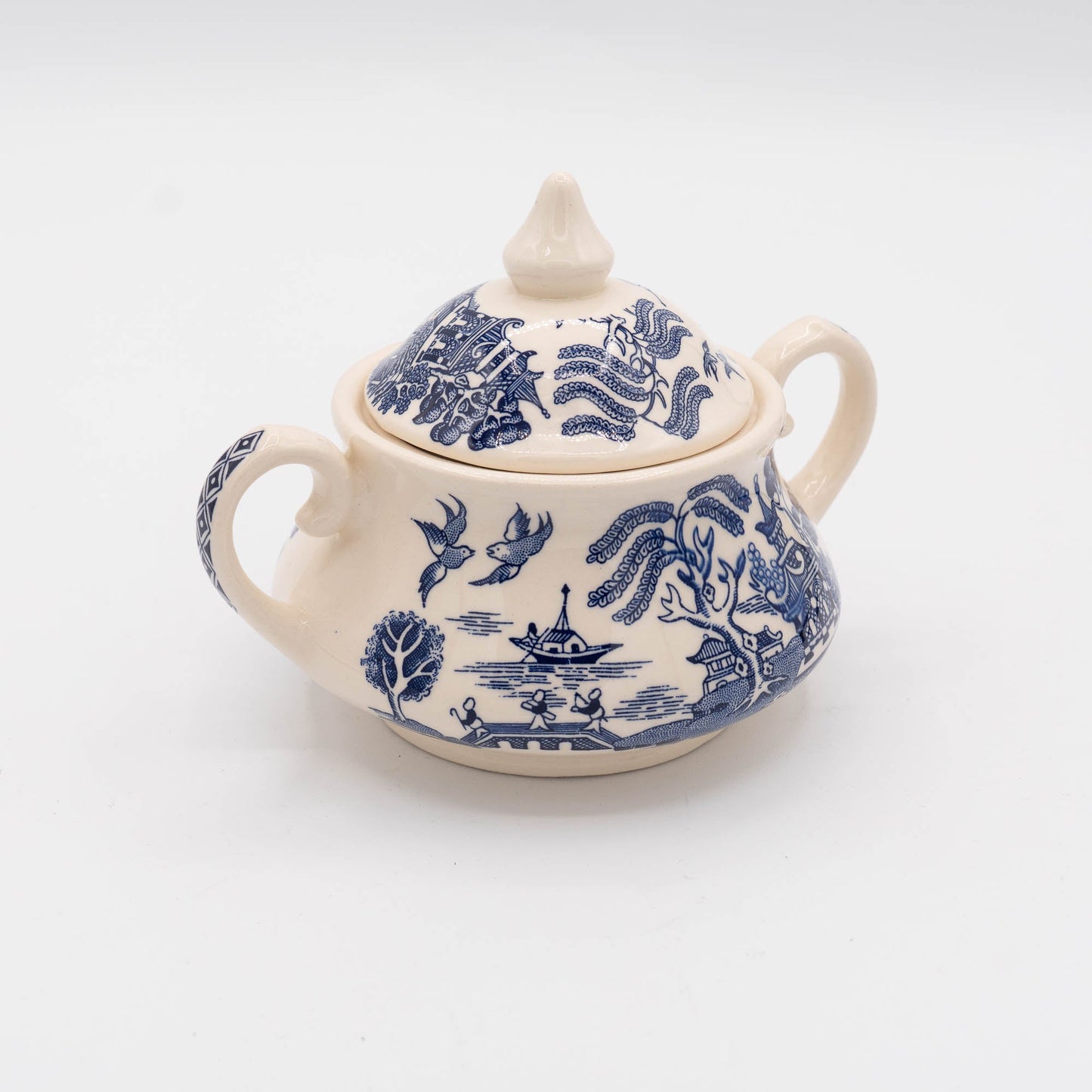 Vintage Old Willow Sugar Bowl - English Ironstone Ltd - c1970s - Sugar Bowl - The Vintage Tales
