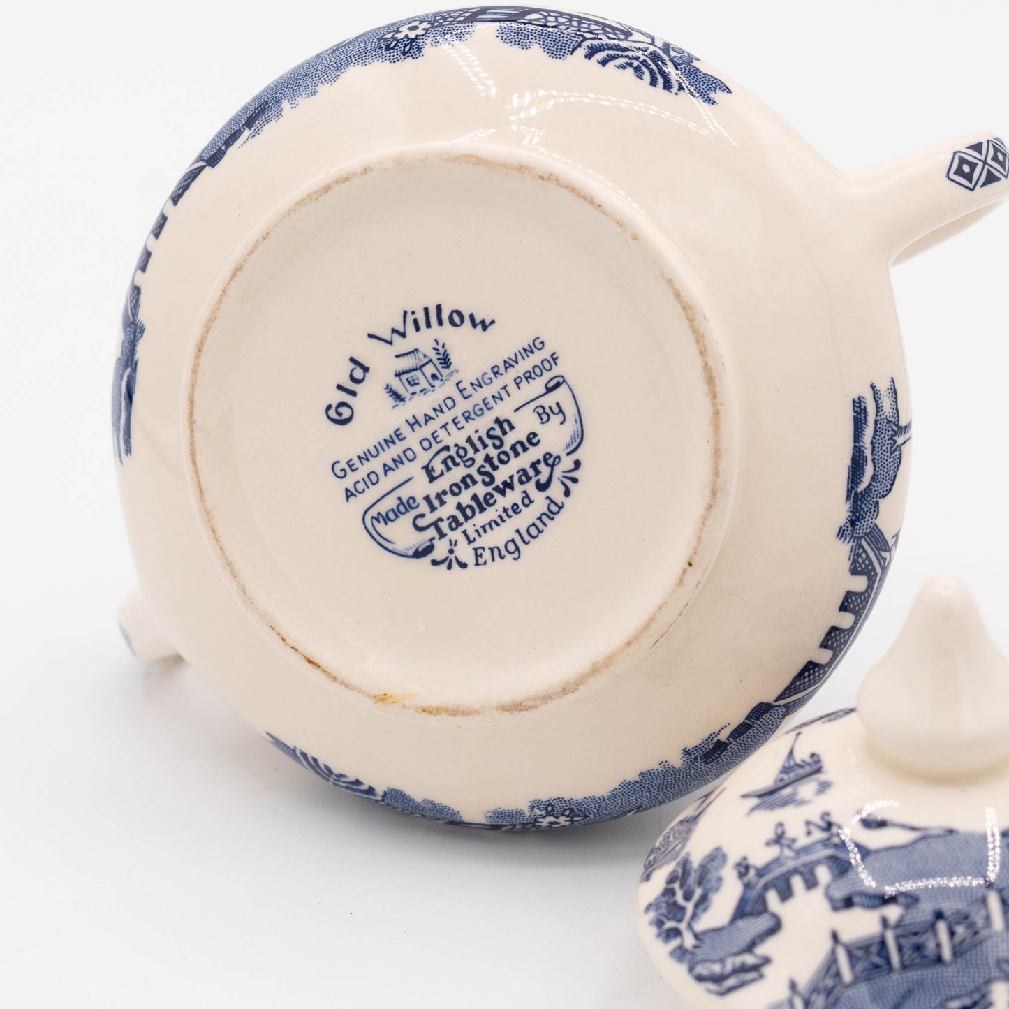 Vintage Old Willow Sugar Bowl - English Ironstone Ltd - c1970s - Sugar Bowl - The Vintage Tales
