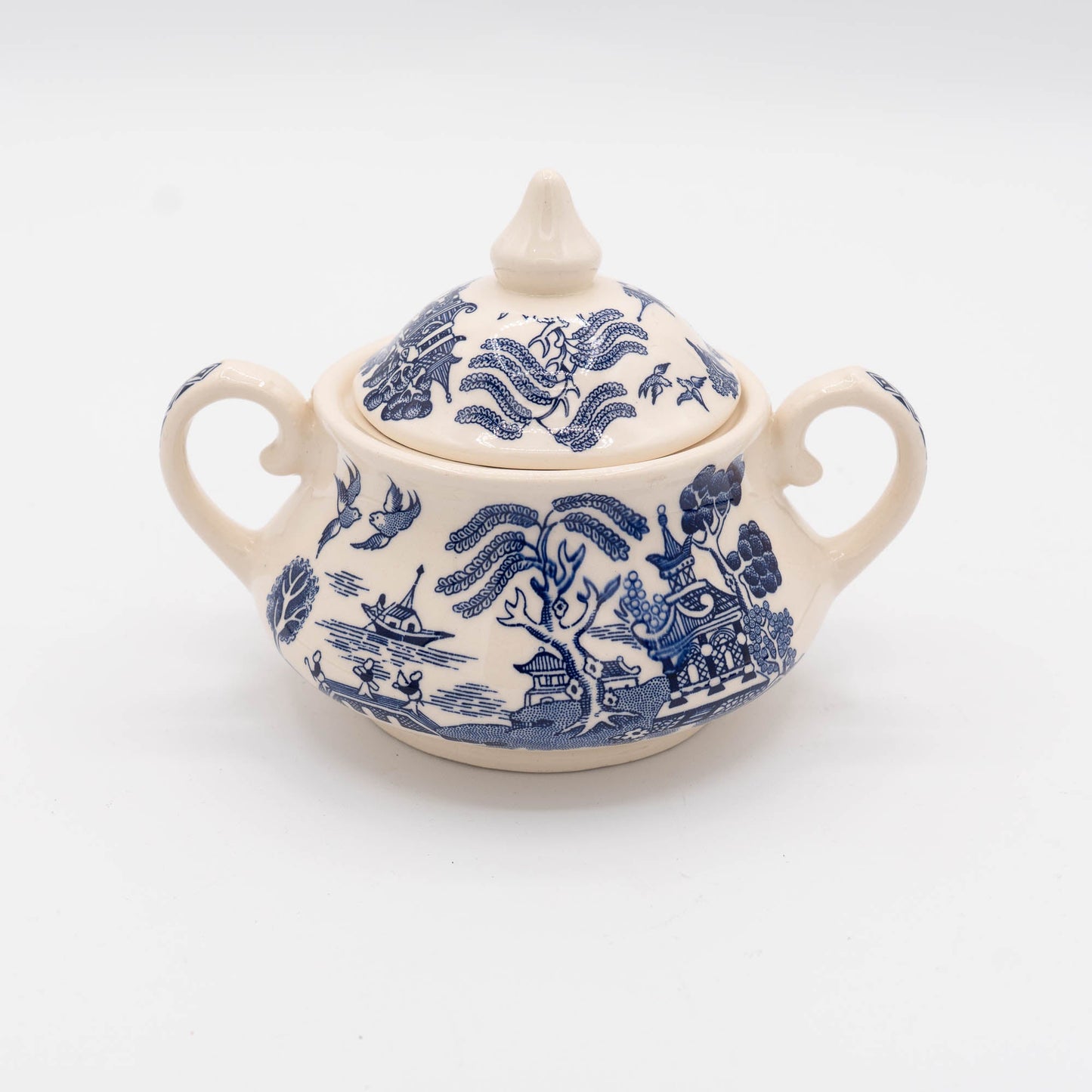 Vintage Old Willow Sugar Bowl - English Ironstone Ltd - c1970s - Sugar Bowl - The Vintage Tales