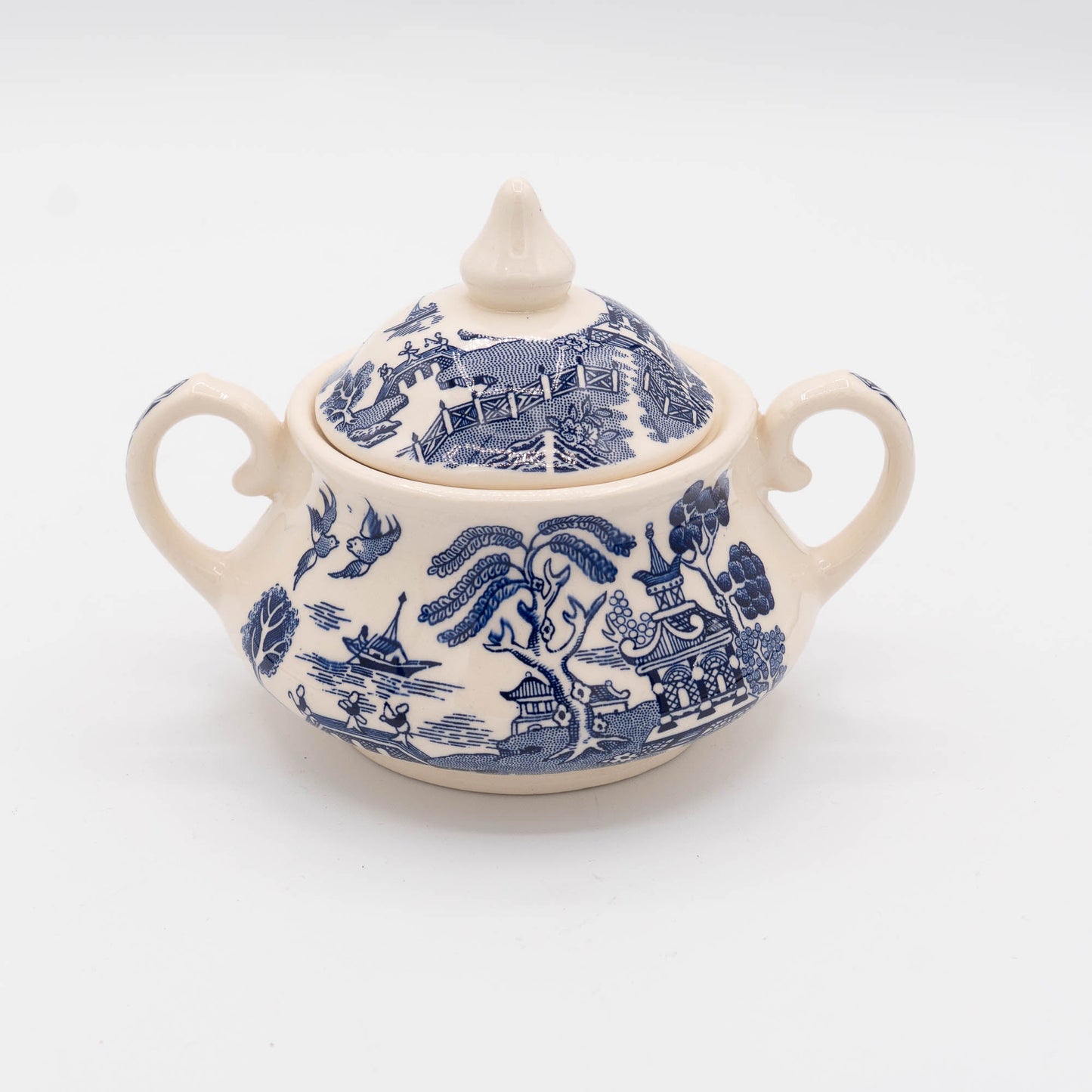Vintage Old Willow Sugar Bowl - English Ironstone Ltd - c1970s - Sugar Bowl - The Vintage Tales