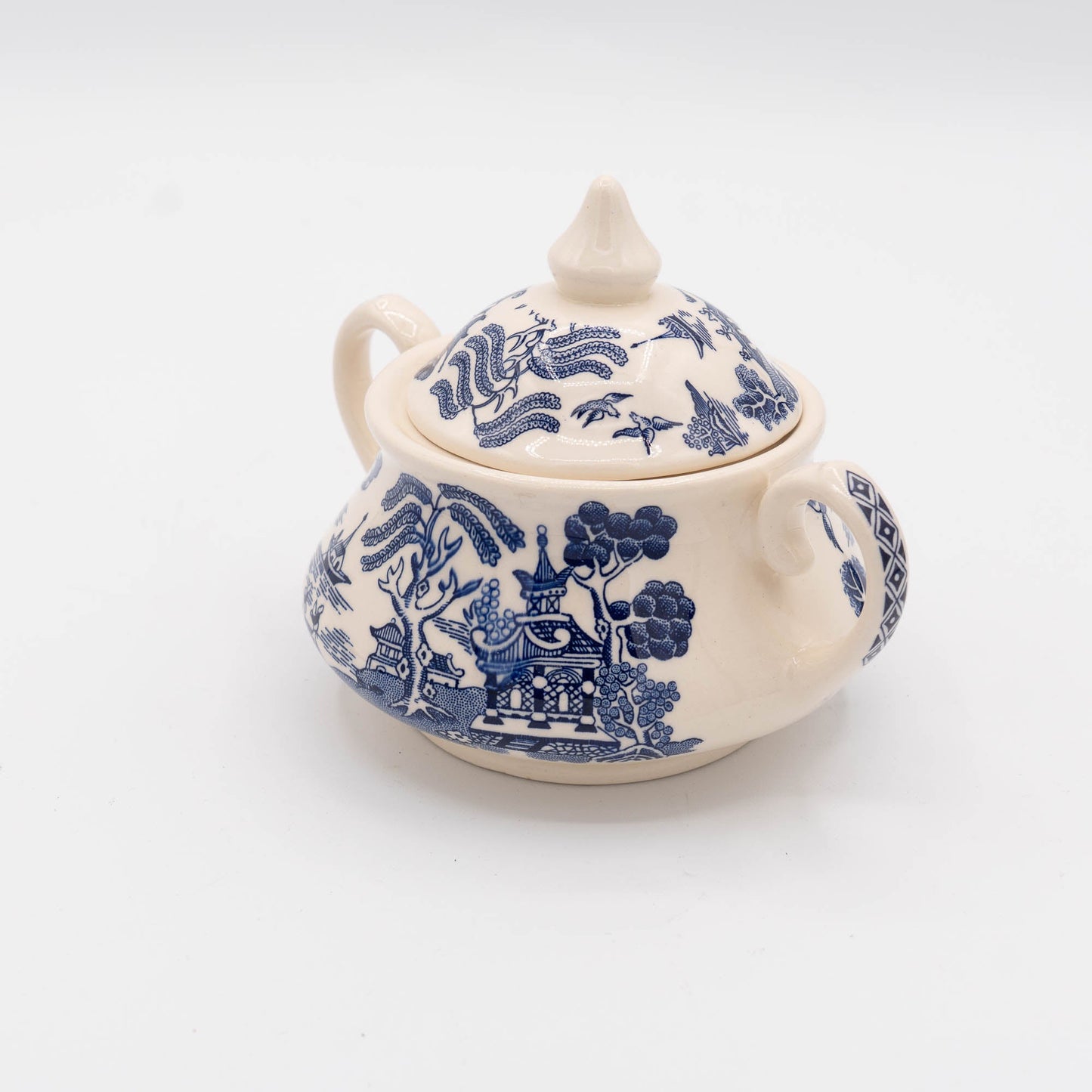 Vintage Old Willow Sugar Bowl - English Ironstone Ltd - c1970s - Sugar Bowl - The Vintage Tales