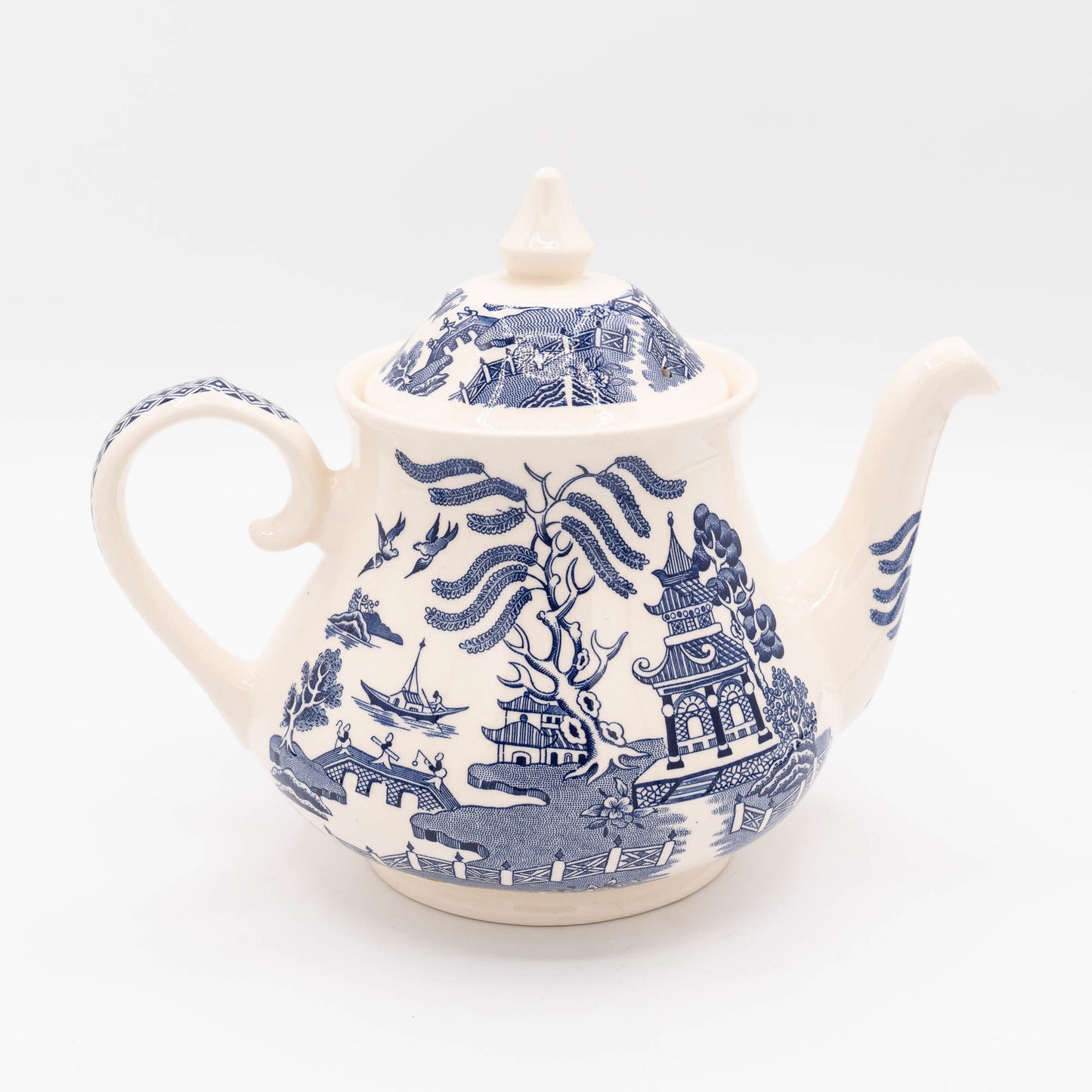 Vintage Old Willow Tea Pot - English Ironstone Ltd - c1970s - Tea Pot - The Vintage Tales