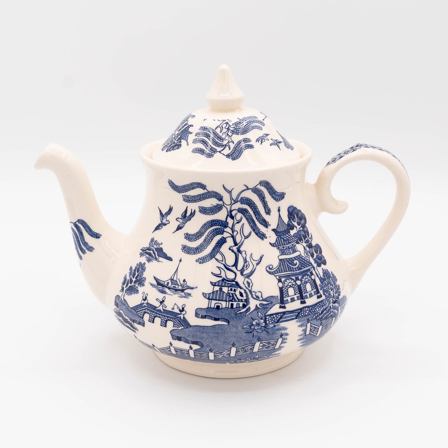 Vintage Old Willow Tea Pot - English Ironstone Ltd - c1970s - Tea Pot - The Vintage Tales