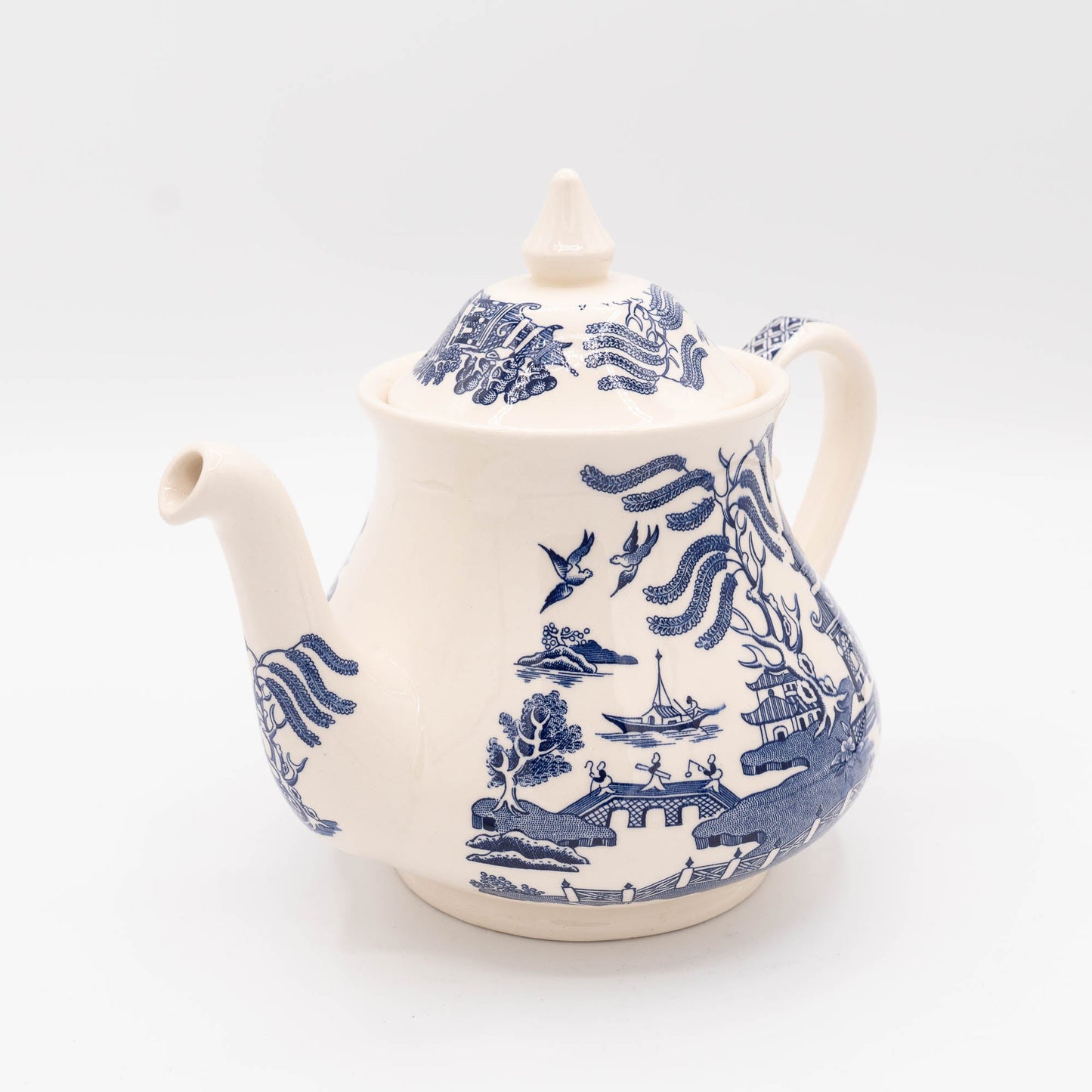 Vintage Old Willow Tea Pot - English Ironstone Ltd - c1970s - Tea Pot - The Vintage Tales
