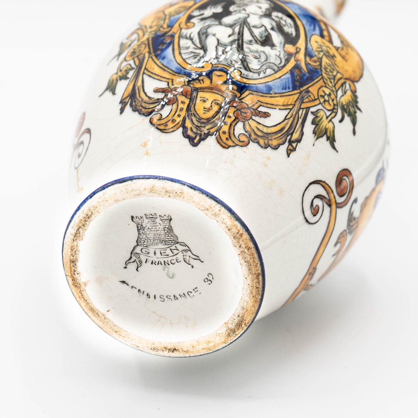 Vintage Polychrome Vase / Ewer "Renaissance" - Gien - 1950s - The Vintage Tales