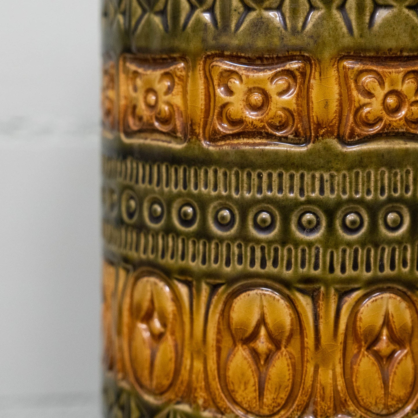 W. German Pottery Floor Vase in Light Brown & Green - Form 289 - 41 - Scheurich - c1970s - Vase - The Vintage Tales