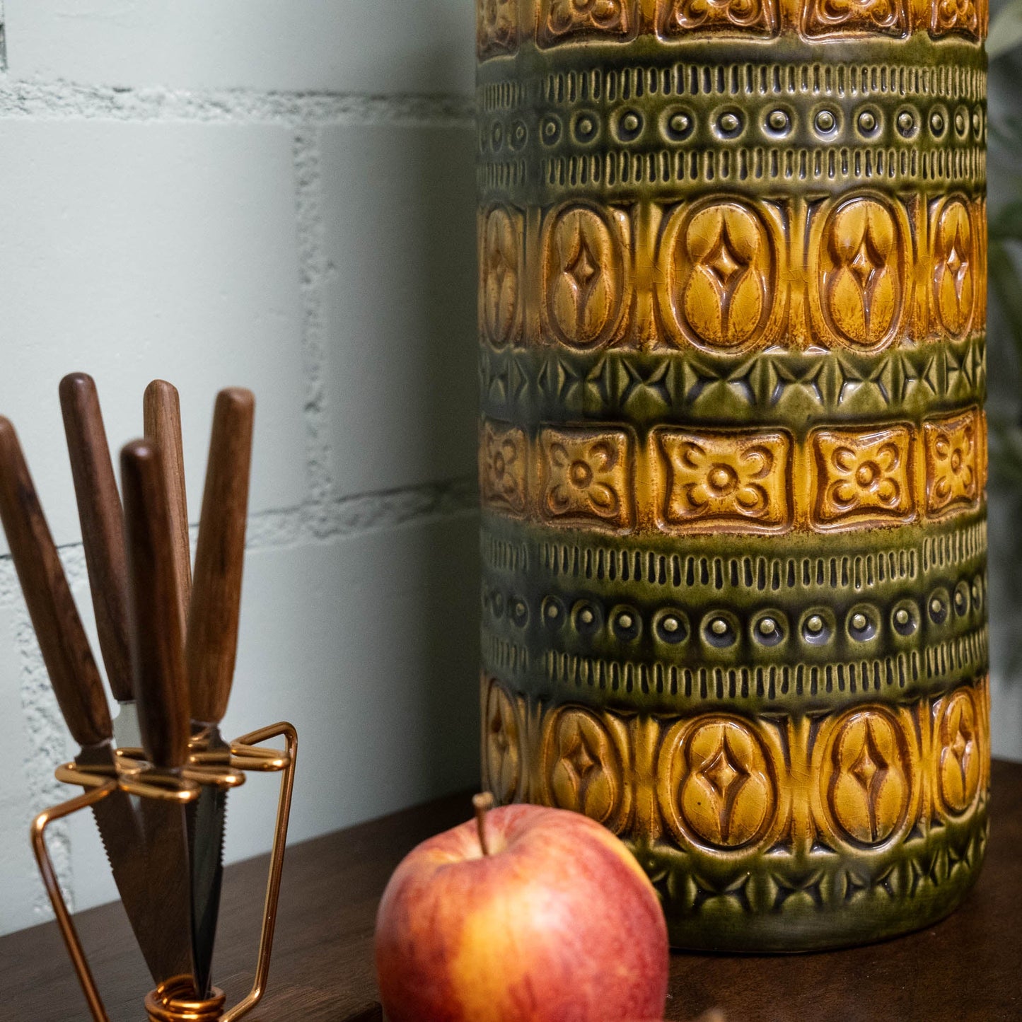 W. German Pottery Floor Vase in Light Brown & Green - Form 289 - 41 - Scheurich - c1970s - Vase - The Vintage Tales