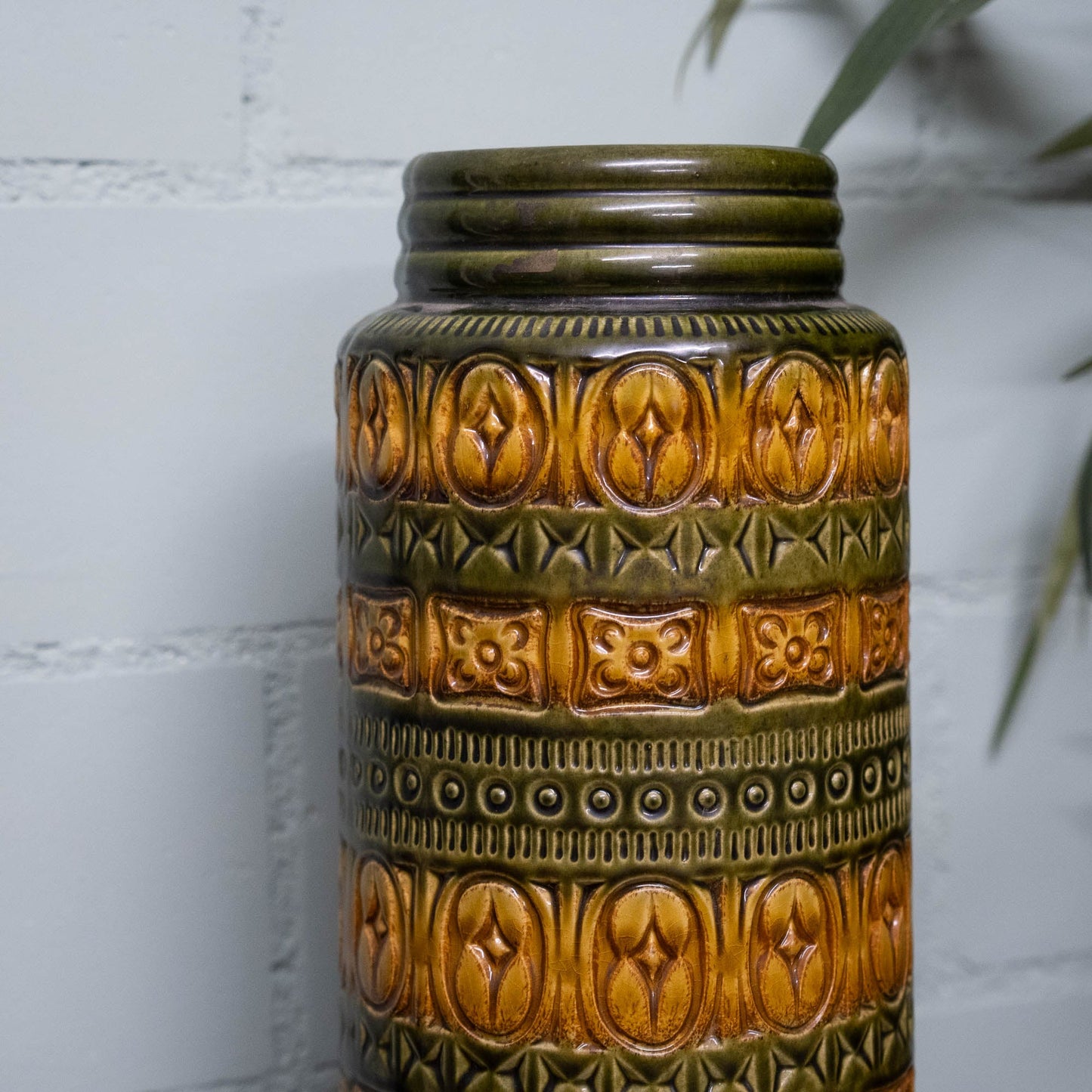 W. German Pottery Floor Vase in Light Brown & Green - Form 289 - 41 - Scheurich - c1970s - Vase - The Vintage Tales