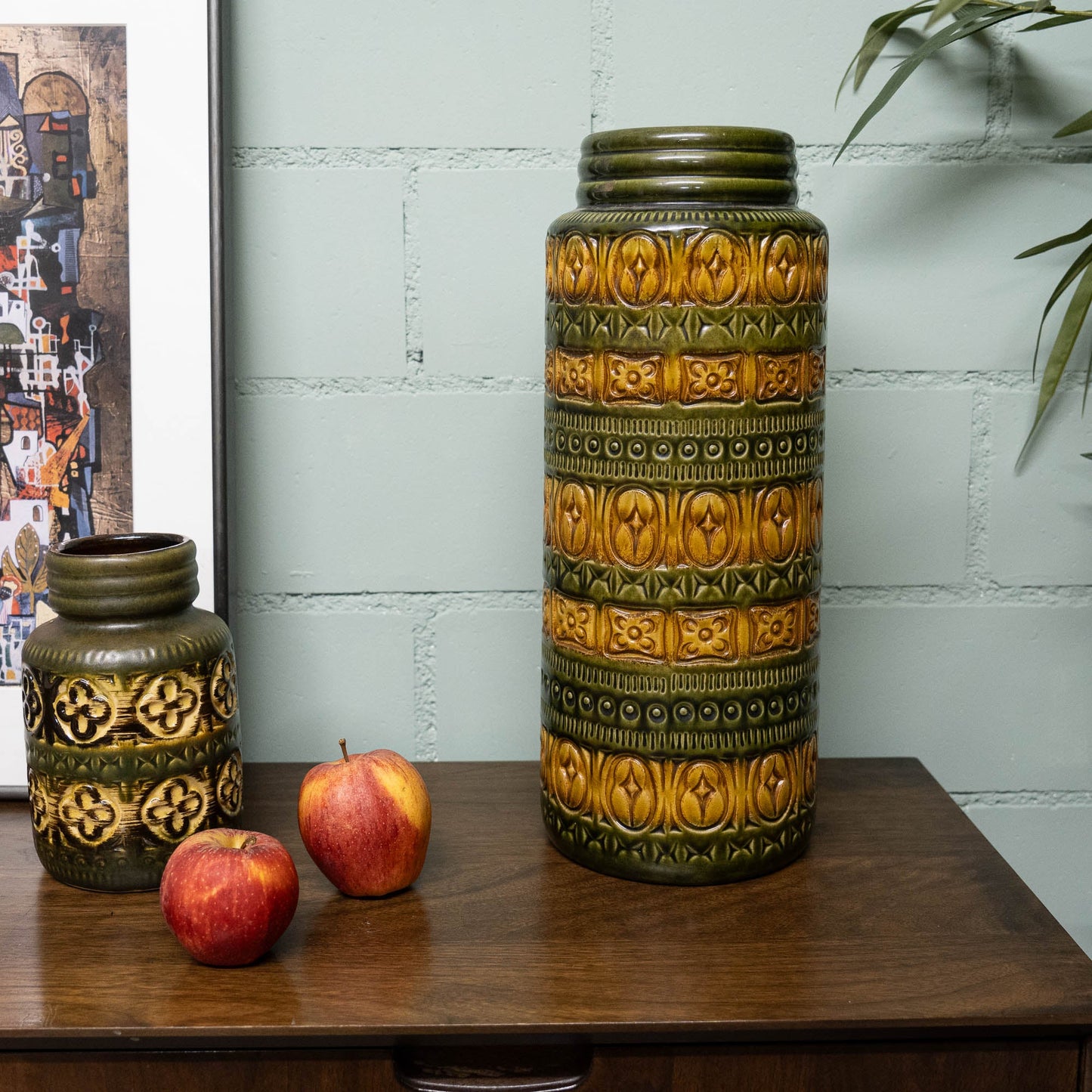 W. German Pottery Floor Vase in Light Brown & Green - Form 289 - 41 - Scheurich - c1970s - Vase - The Vintage Tales