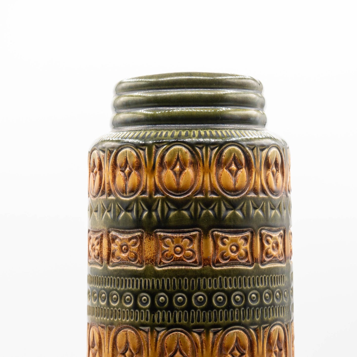 W. German Pottery Floor Vase in Light Brown & Green - Form 289 - 41 - Scheurich - c1970s - Vase - The Vintage Tales