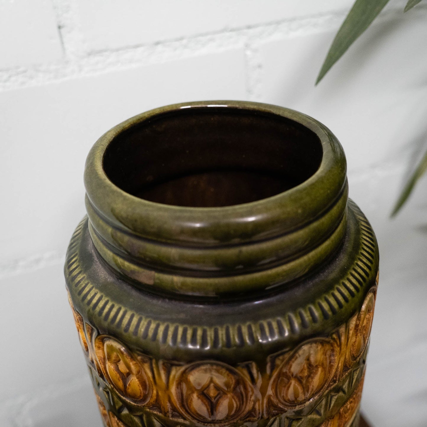 W. German Pottery Floor Vase in Light Brown & Green - Form 289 - 41 - Scheurich - c1970s - Vase - The Vintage Tales