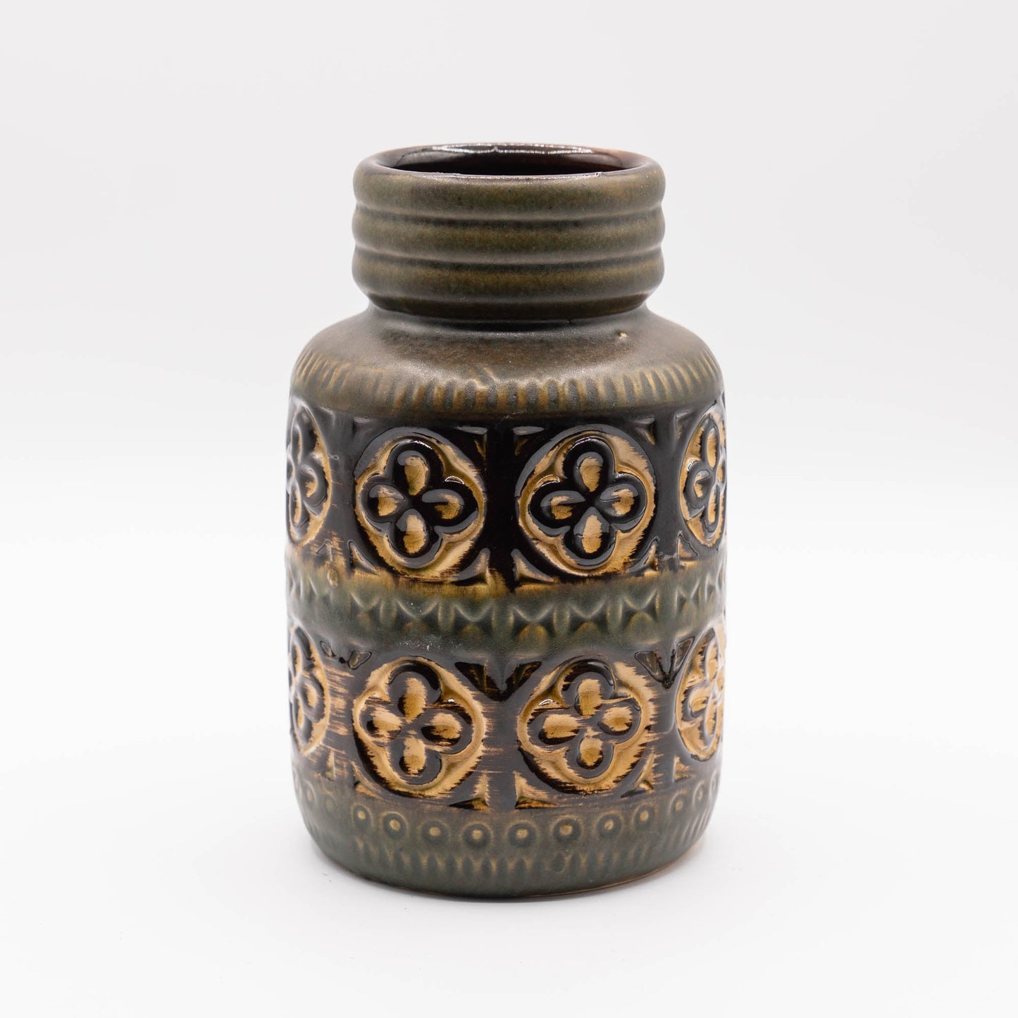 W. German Pottery Vase in Light Brown and Green "Foligno" Decor - Form 289 - 18 - Scheurich - c.1970s - Vase - The Vintage Tales