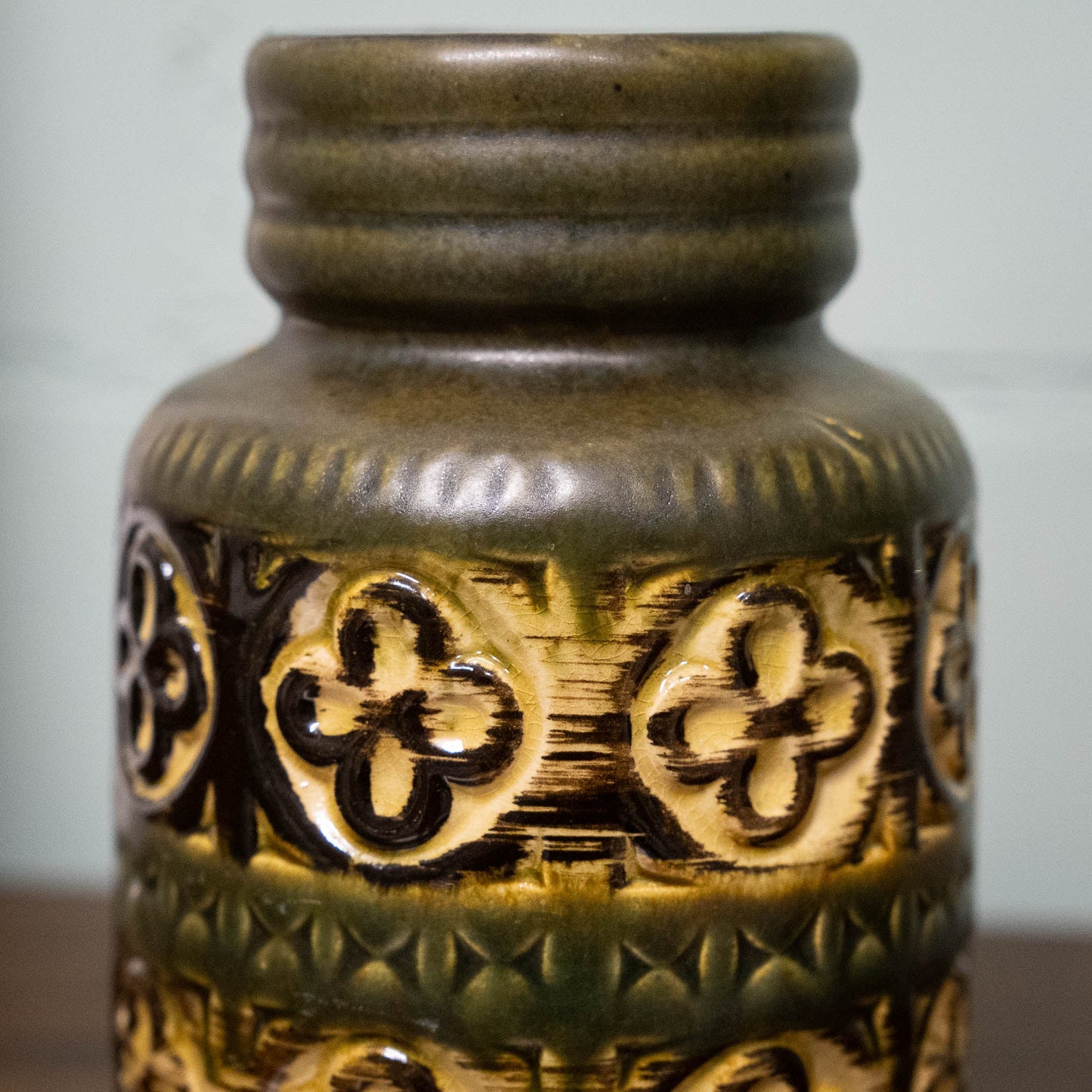 W. German Pottery Vase in Light Brown and Green "Foligno" Decor - Form 289 - 18 - Scheurich - c.1970s - Vase - The Vintage Tales