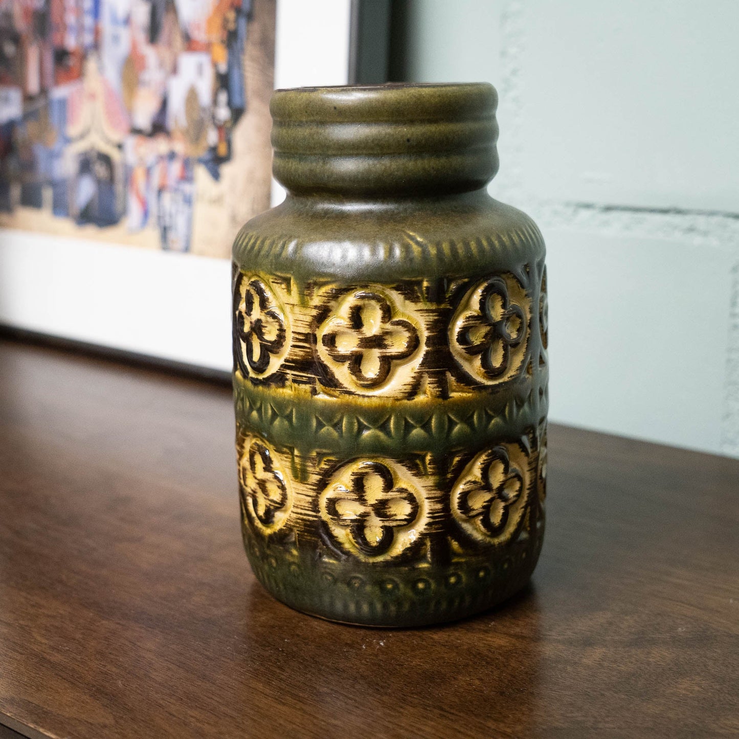 W. German Pottery Vase in Light Brown and Green "Foligno" Decor - Form 289 - 18 - Scheurich - c.1970s - Vase - The Vintage Tales