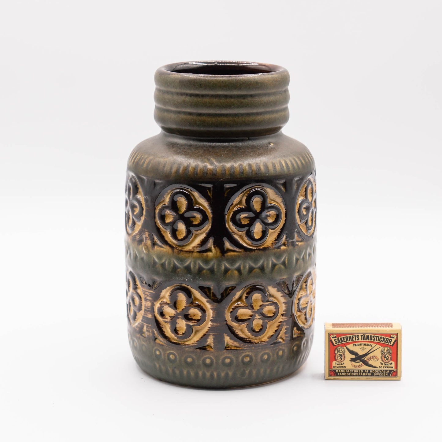 W. German Pottery Vase in Light Brown and Green "Foligno" Decor - Form 289 - 18 - Scheurich - c.1970s - Vase - The Vintage Tales