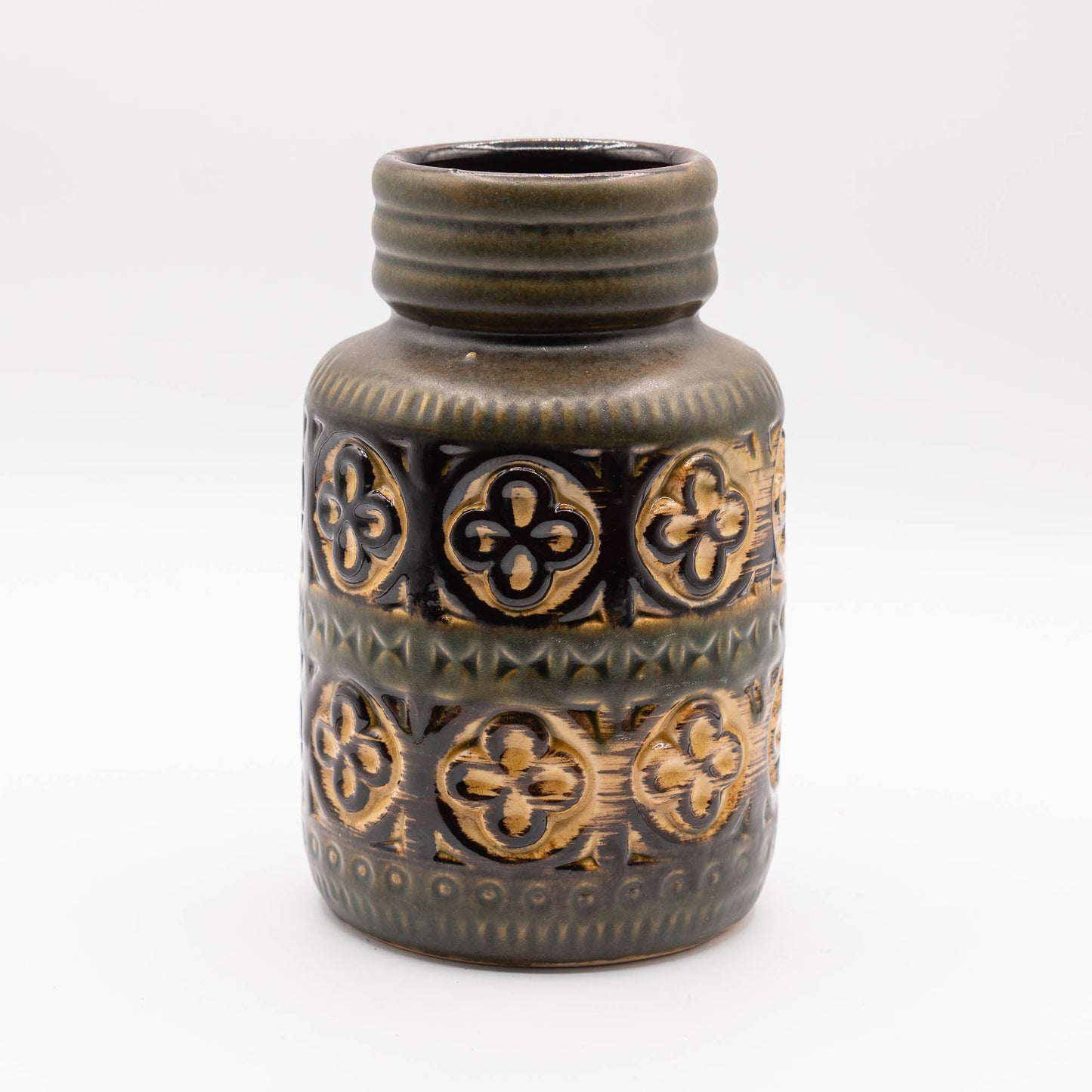 W. German Pottery Vase in Light Brown and Green "Foligno" Decor - Form 289 - 18 - Scheurich - c.1970s - Vase - The Vintage Tales