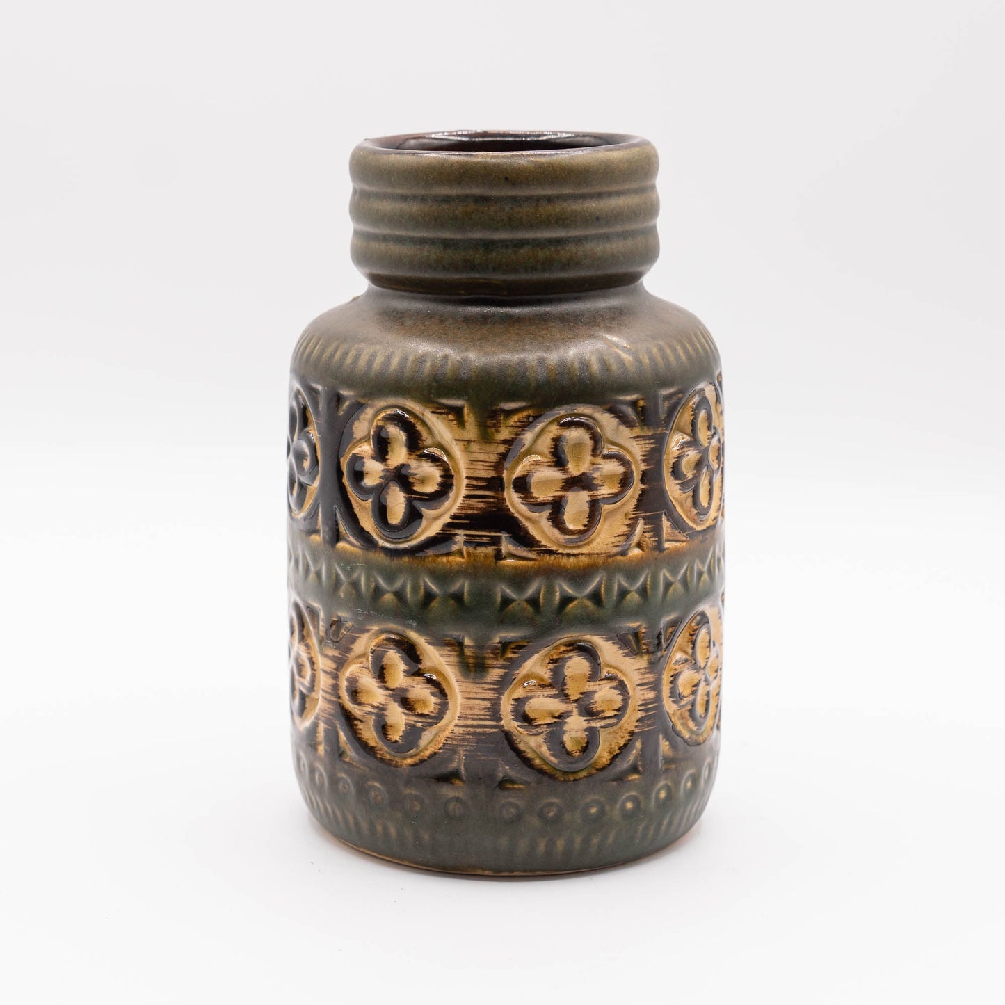 W. German Pottery Vase in Light Brown and Green "Foligno" Decor - Form 289 - 18 - Scheurich - c.1970s - Vase - The Vintage Tales