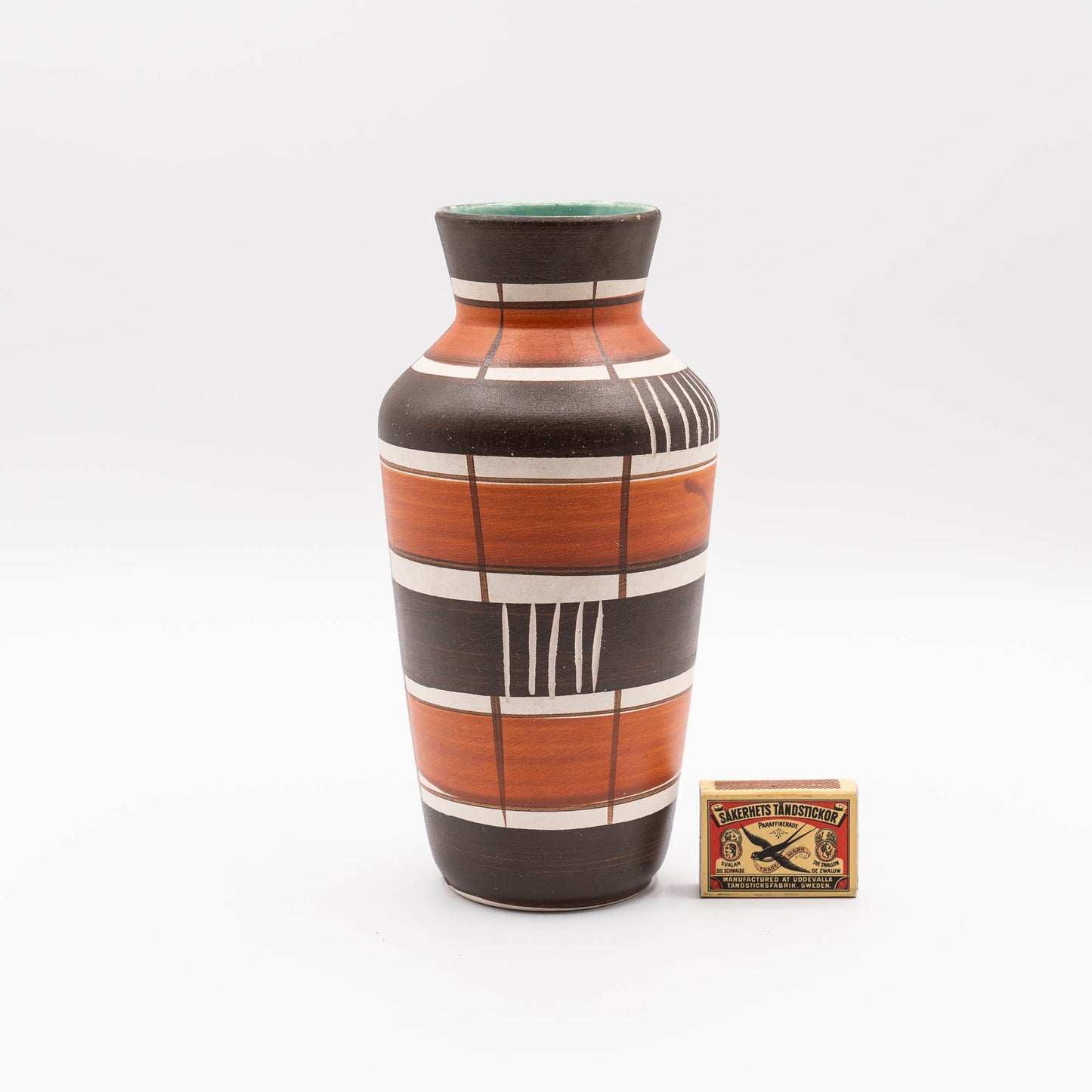 W. Germany Vase 606 - 20 - Bay Keramik - brown and red with green interior - Vase - The Vintage Tales