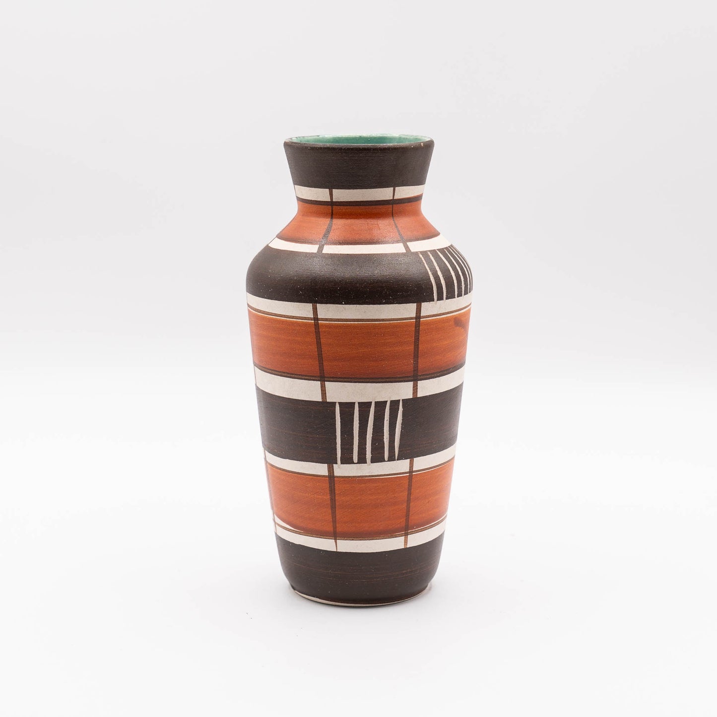 W. Germany Vase 606 - 20 - Bay Keramik - brown and red with green interior - Vase - The Vintage Tales