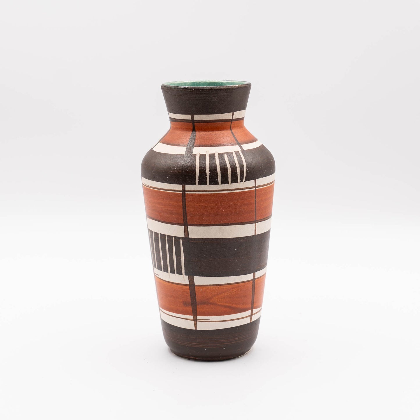 W. Germany Vase 606 - 20 - Bay Keramik - brown and red with green interior - Vase - The Vintage Tales