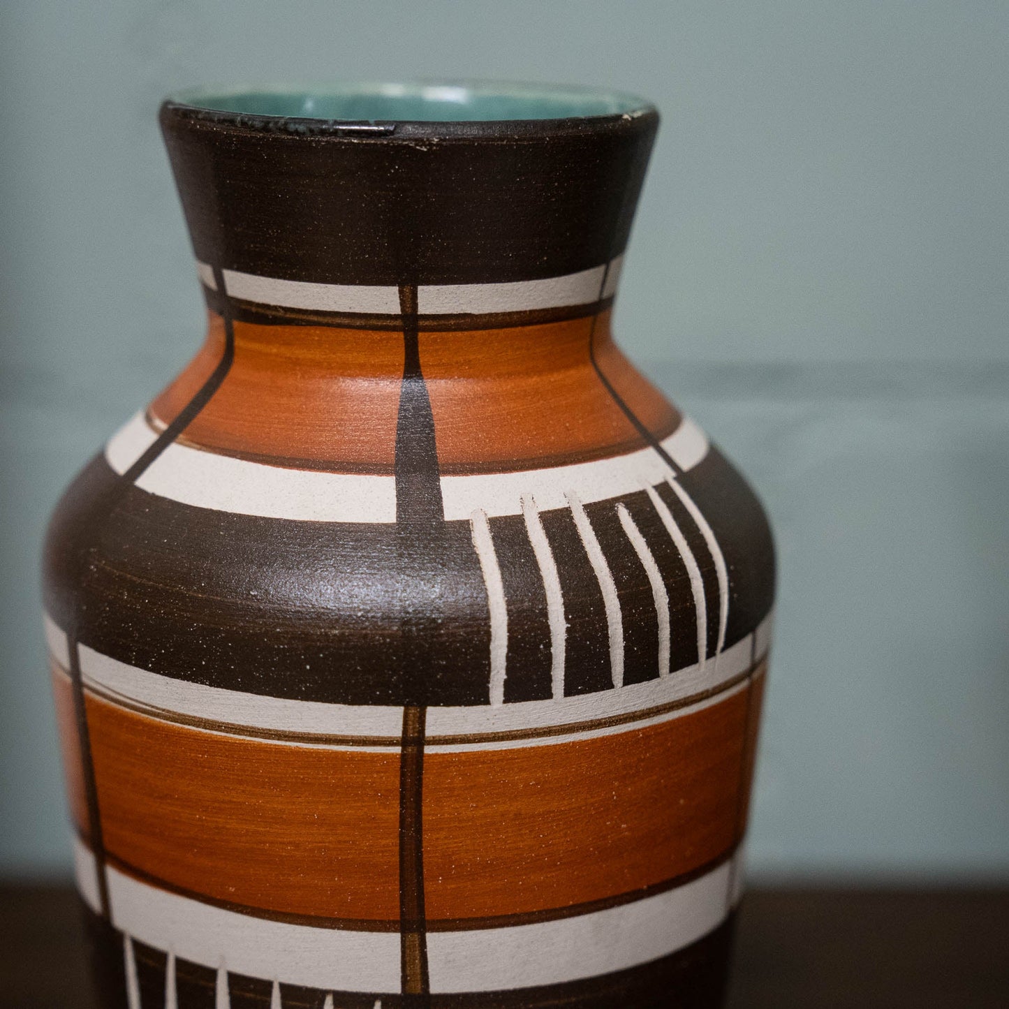 W. Germany Vase 606 - 20 - Bay Keramik - brown and red with green interior - Vase - The Vintage Tales