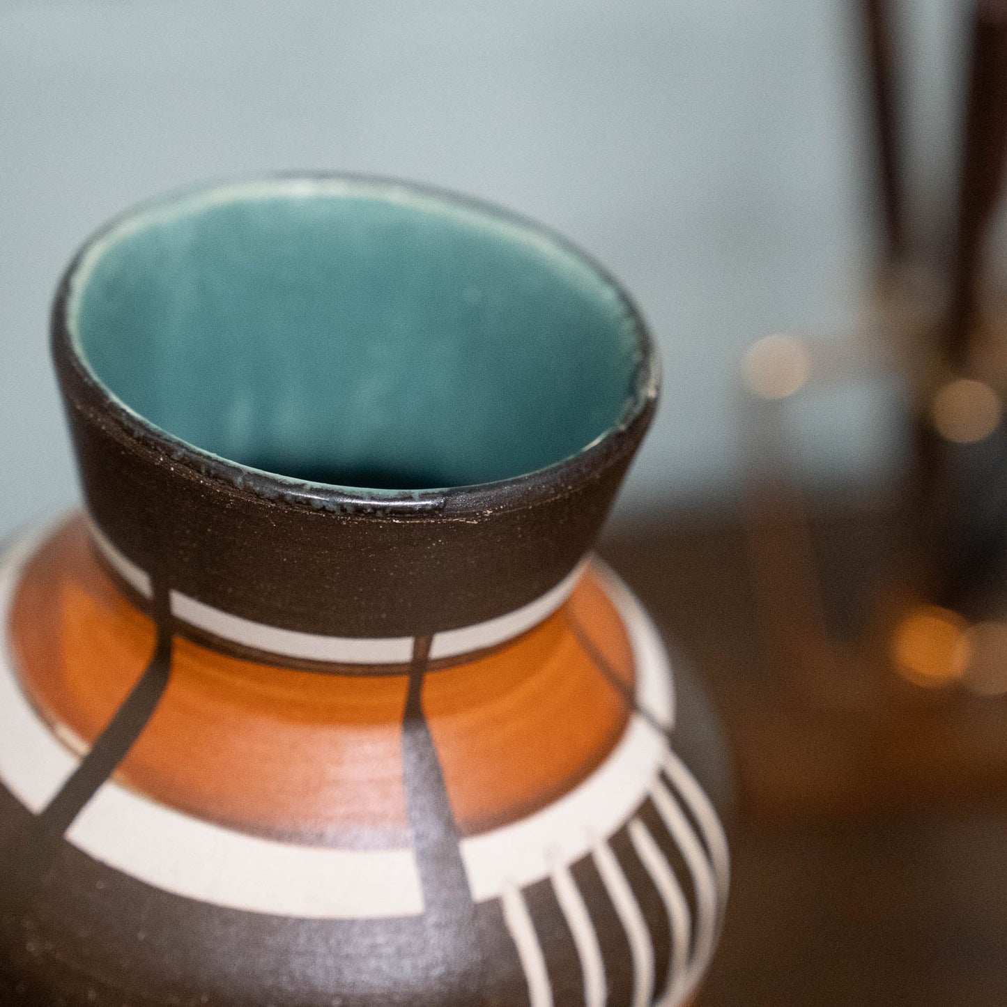 W. Germany Vase 606 - 20 - Bay Keramik - brown and red with green interior - Vase - The Vintage Tales