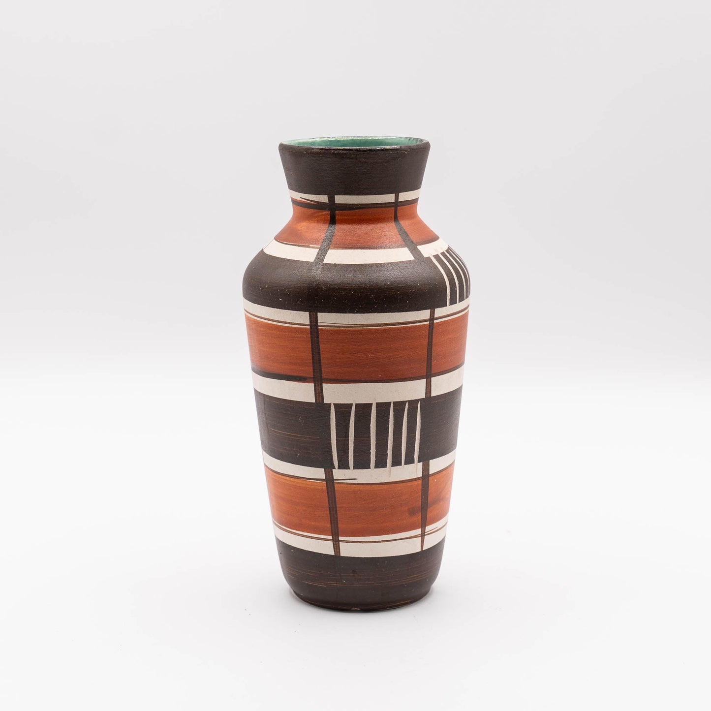 W. Germany Vase 606 - 20 - Bay Keramik - brown and red with green interior - Vase - The Vintage Tales