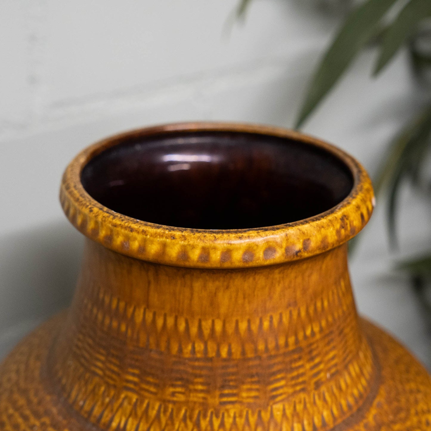 XL Floor Vase 550 - 45 - Ethnic Decor "Contura" in Light Brown - Bay Keramic - c1970s - Floor Vase - The Vintage Tales